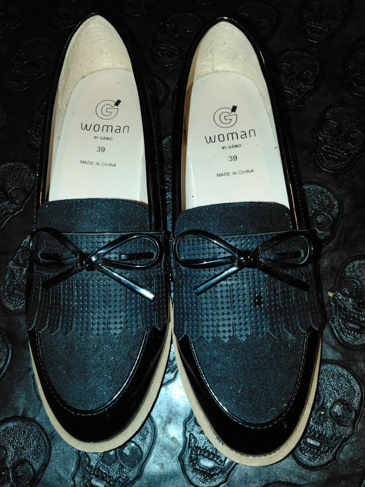 Mocassins noirs à franges et nœud G Woman by Gémo