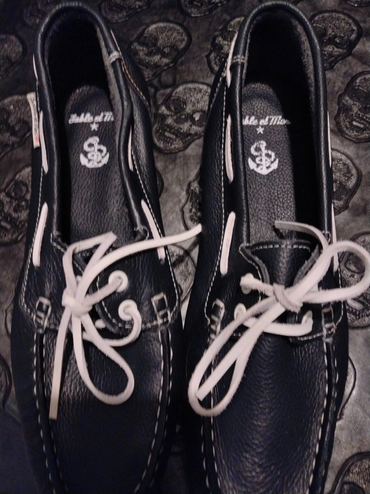 Chaussures bateau en cuir noir Sable et Mer
