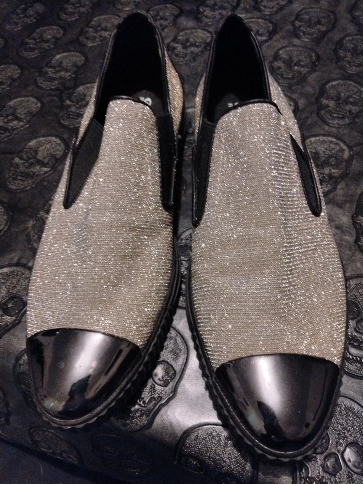Slip-on baskets Geox Respira pailletées argent et noir