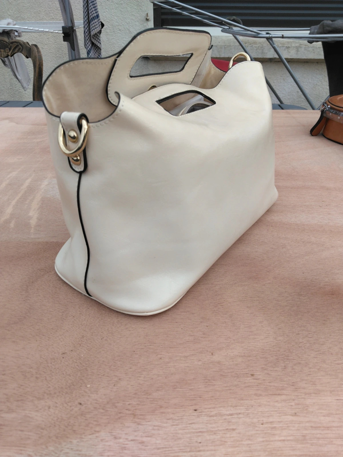 Sac cabas 2-en-1 Ines Delaure – Blanc / Crème – Inès DELAURE 2