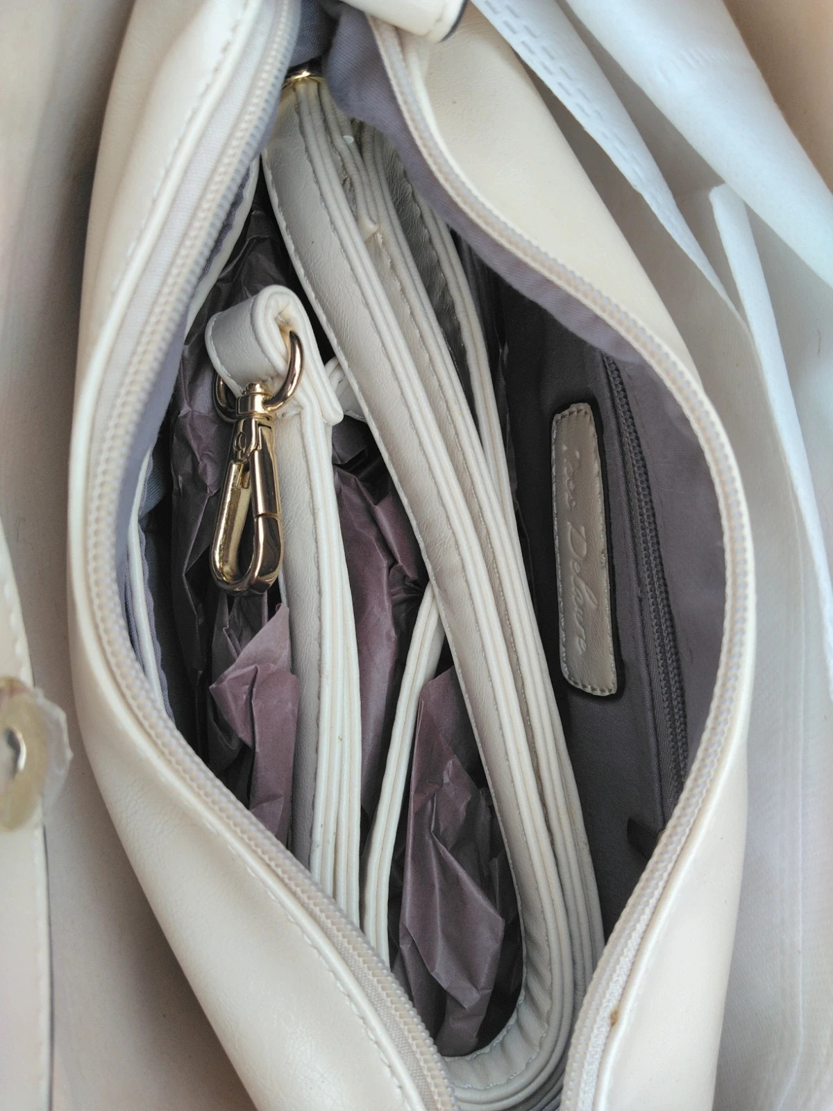 Sac cabas 2-en-1 Ines Delaure – Blanc / Crème – Inès DELAURE 5