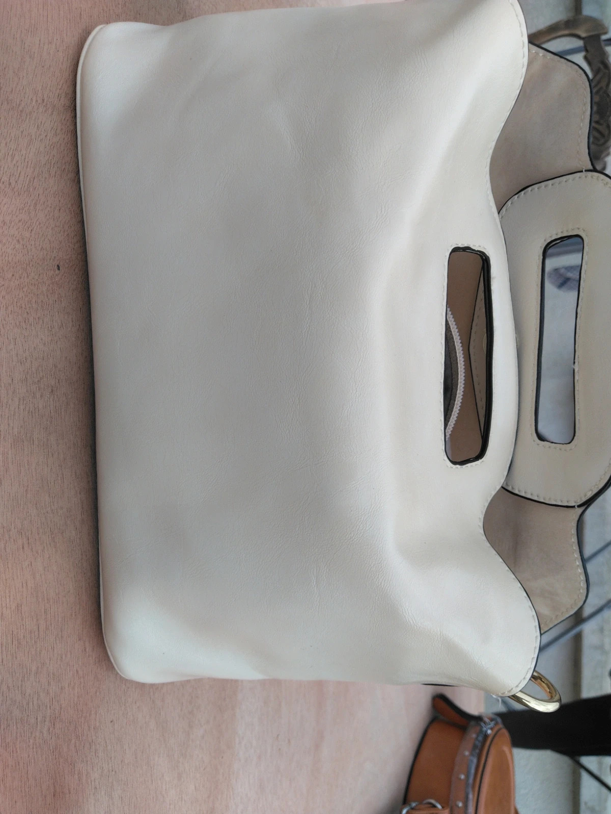 Sac cabas 2-en-1 Ines Delaure – Blanc / Crème – Inès DELAURE 3