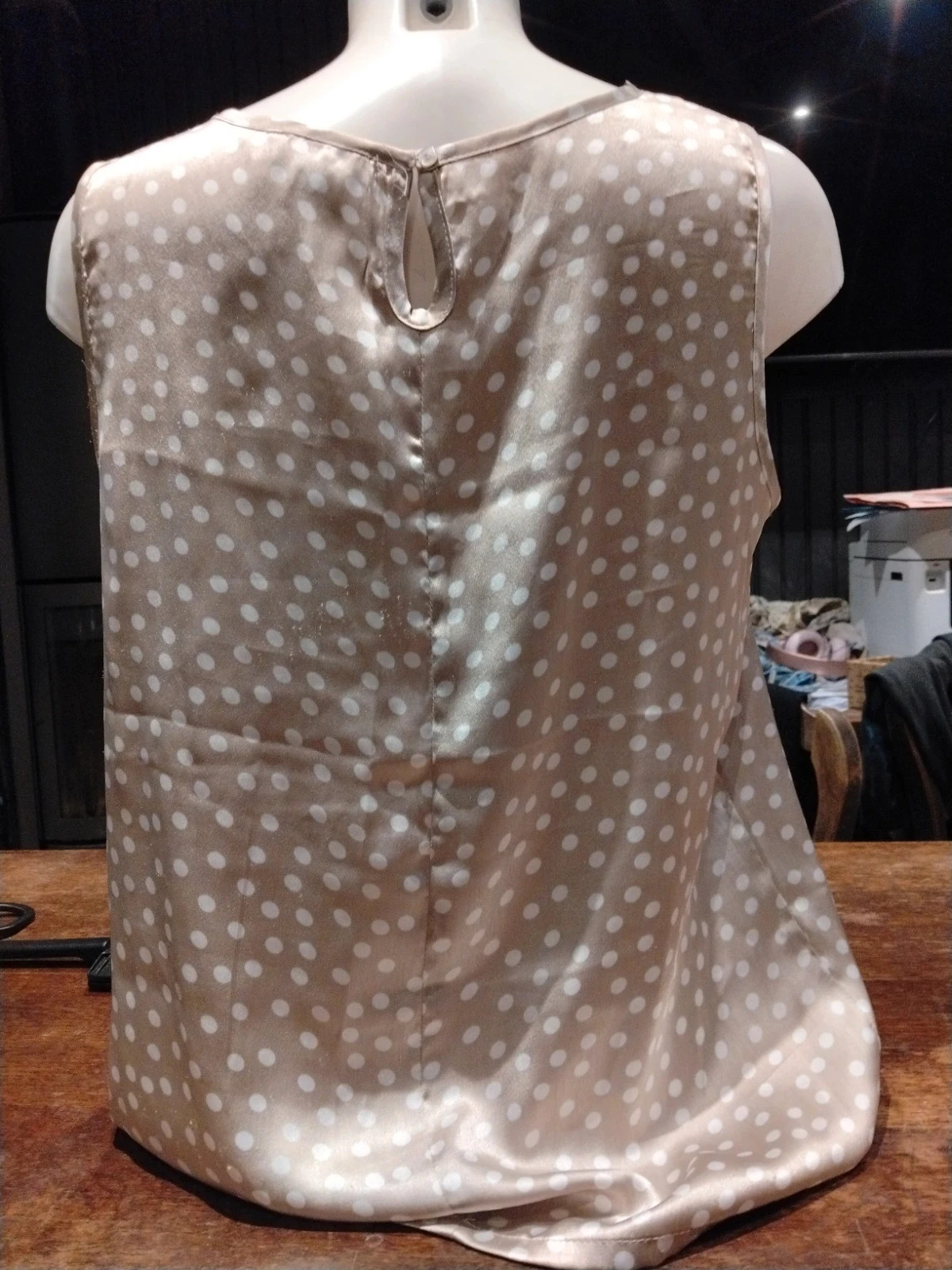 Débardeur fluide beige à pois blancs K.Woman – K Woman – taille L / 40 / 12 2