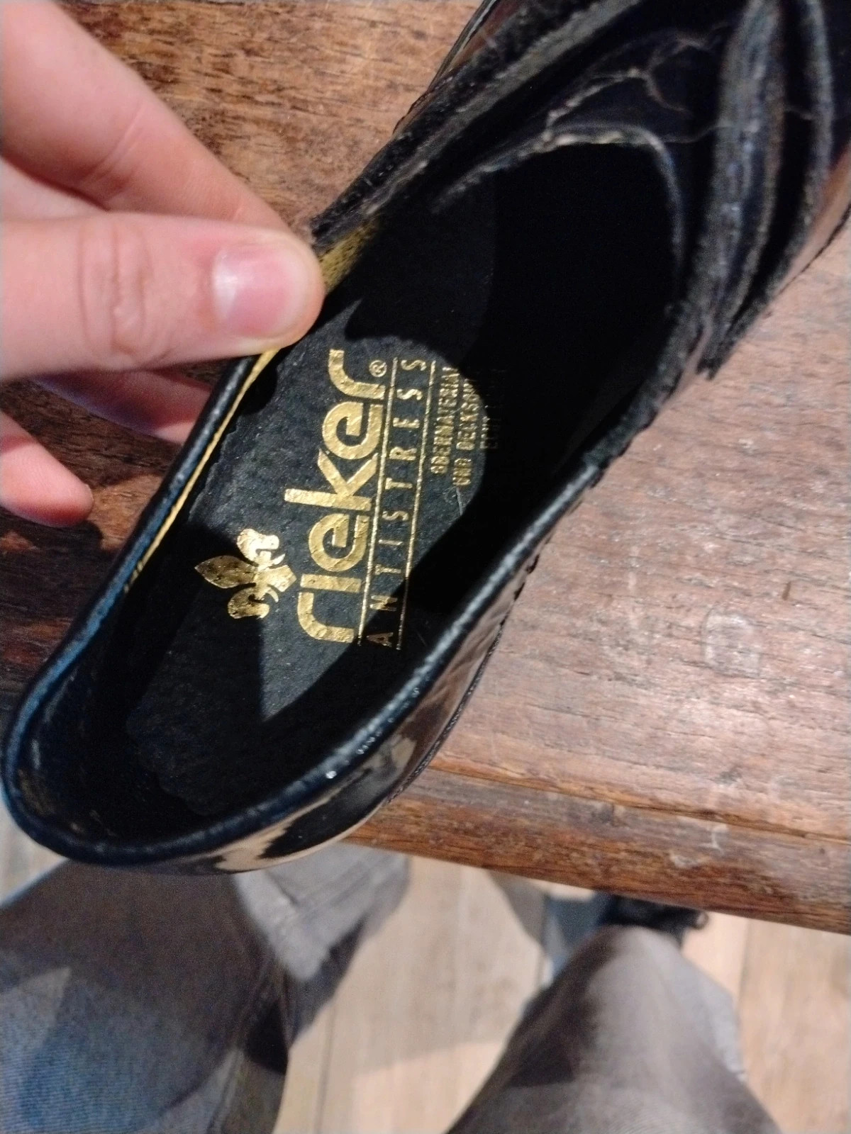 Mocassins compensés noirs vernis Rieker Antistress – Rieker – taille 38 3