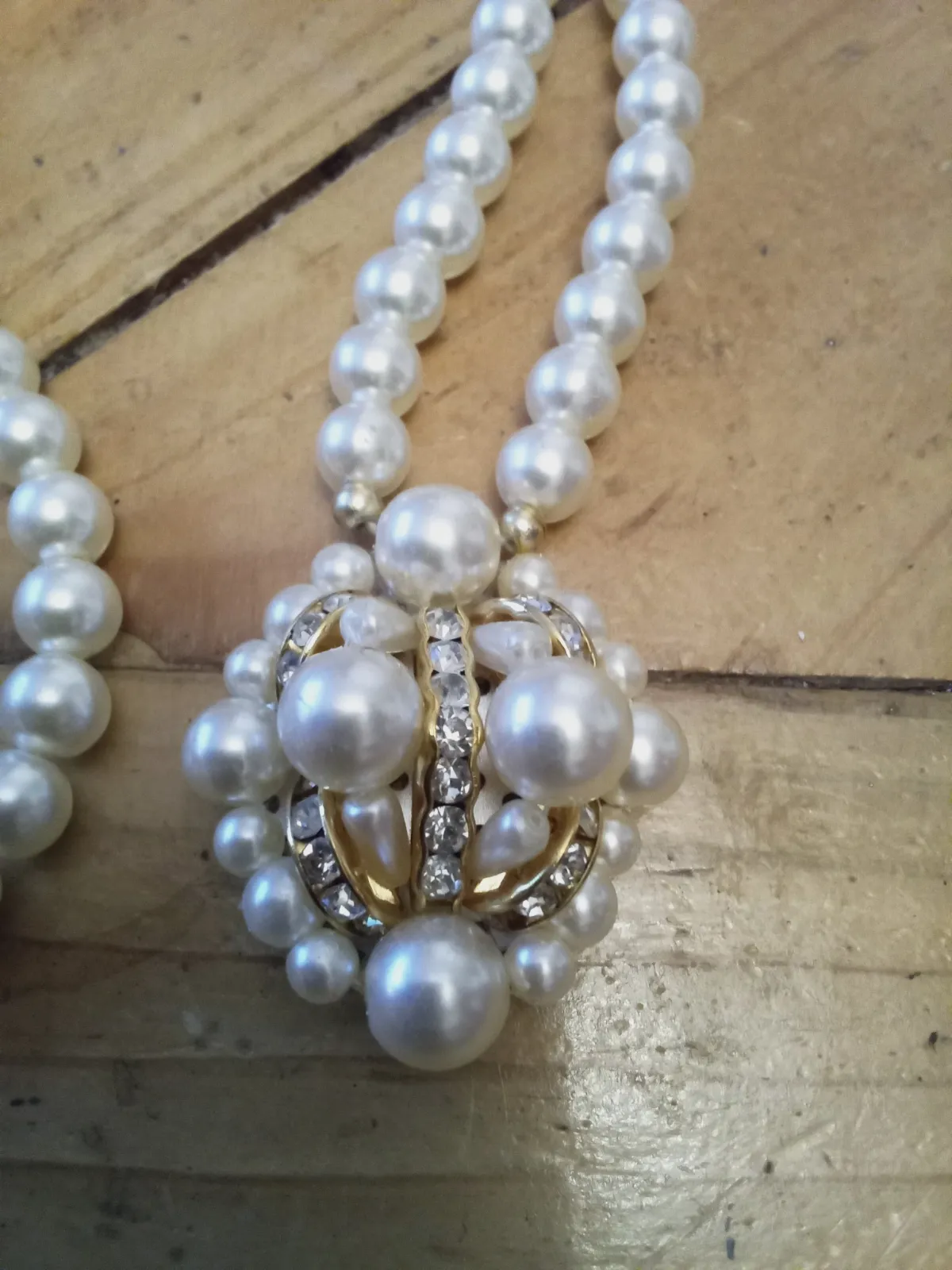 Collier de perles avec pendentif orné de strass – Sans marque – taille Taille unique 2