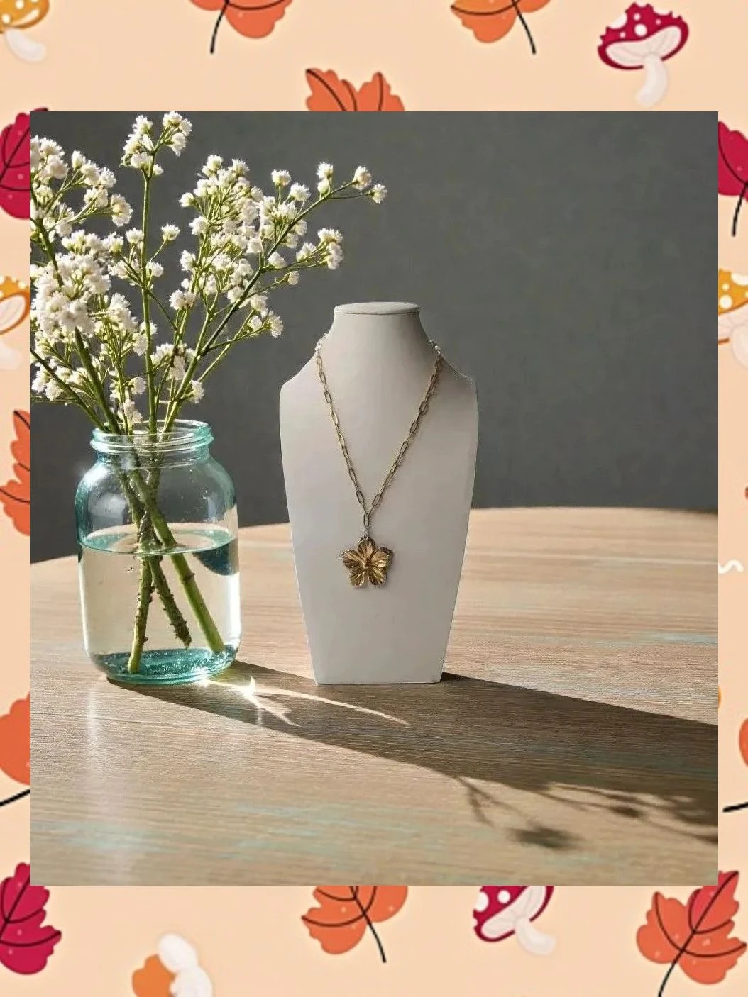 Collar Flor Bitono Acero Inoxidable - Nuevo 2
