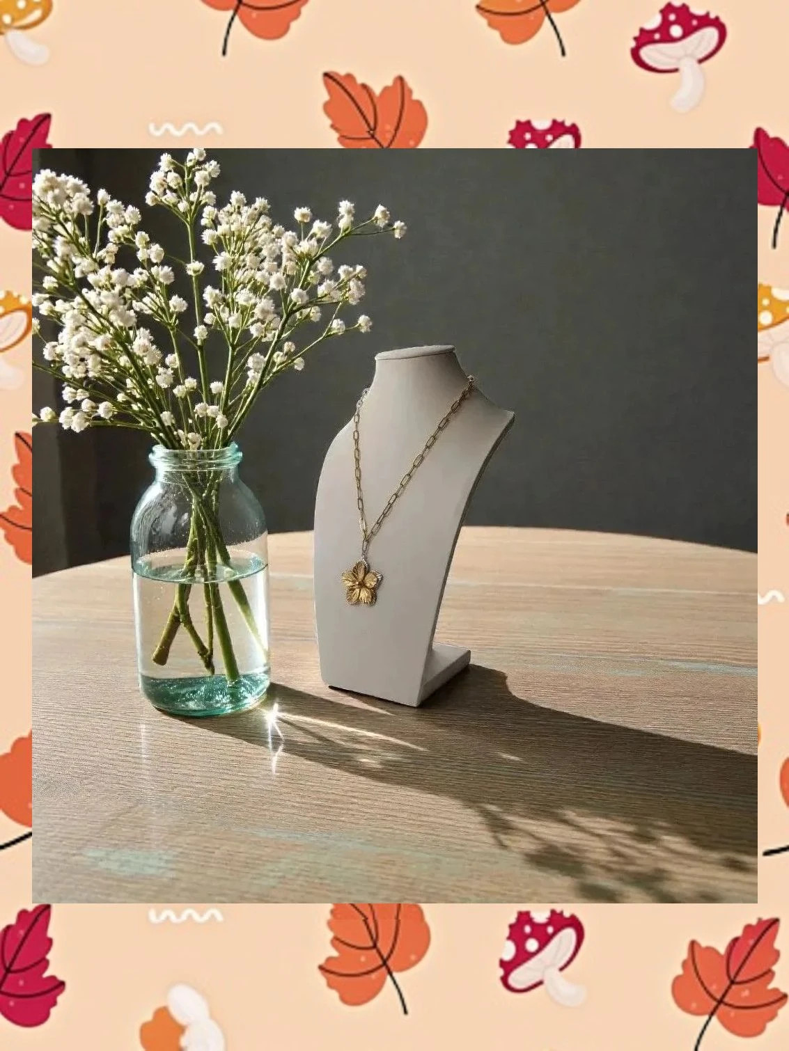 Collar Flor Bitono Acero Inoxidable - Nuevo