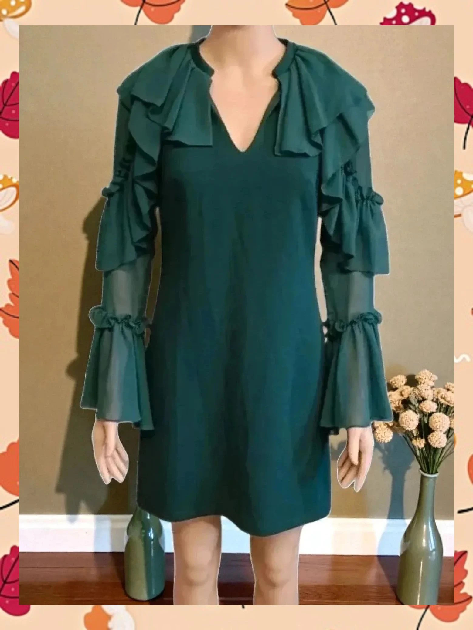 Espectacular Vestido Verde Esmeralda con Volantes | Marta en Brazil | Talla S – Marta en Brazil – taille S / 36 / 8 3