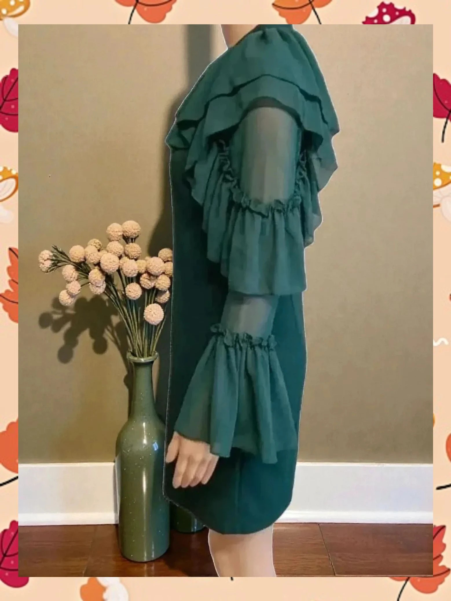 Espectacular Vestido Verde Esmeralda con Volantes | Marta en Brazil | Talla S – Marta en Brazil – taille S / 36 / 8 5