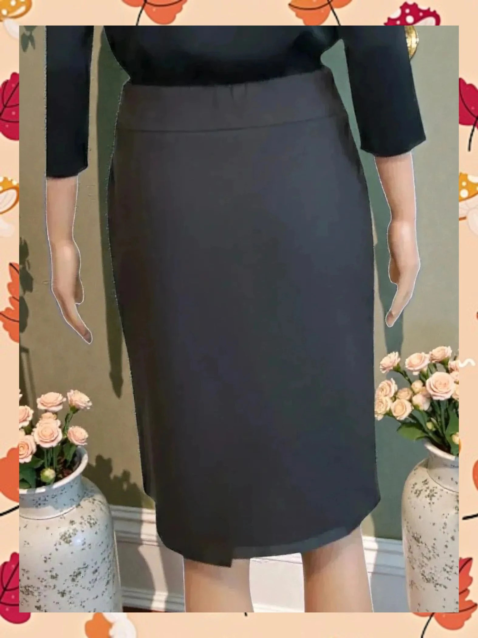 Falda Midi de Lana con Bordado Floral y Detalle de Lazo 🎀 – Tweed – taille L / 40 / 12 3