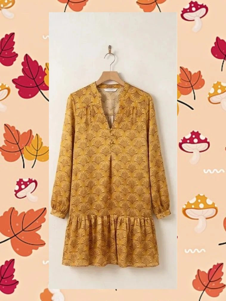 Vestido Mostaza y Oro Lúrex "Vintage Love" - T2 (M) Francia
