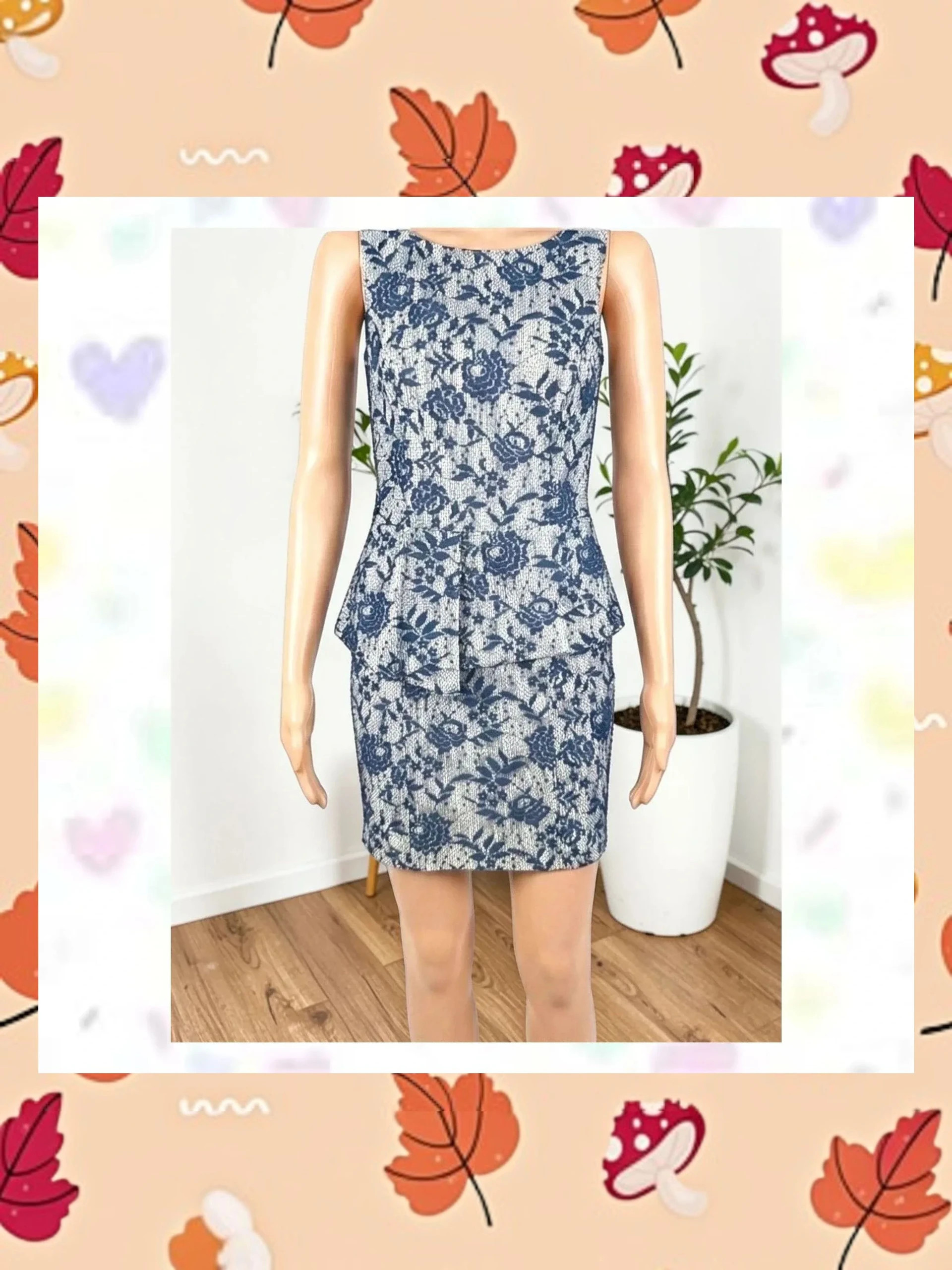 Vestido Suiteblanco Peplum Encaje Azul | Espalda Cruzada