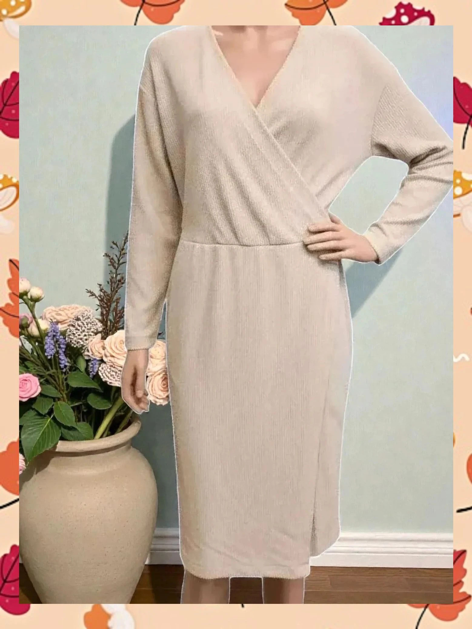 👗 Vestido Midi Cruzado Reserved - Talla L - Color Arena