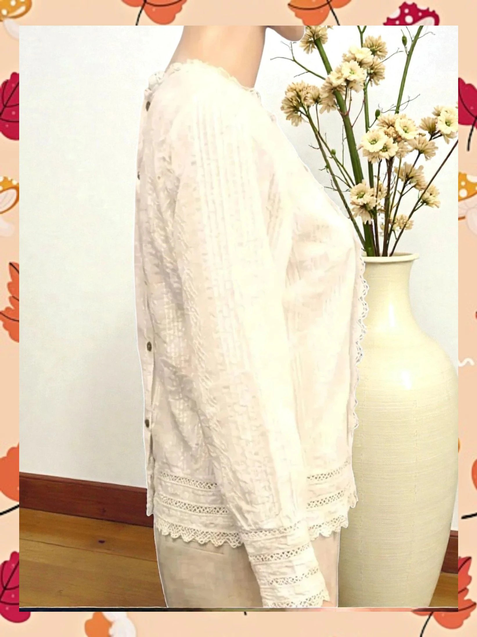 Blusa Romántica Blanca Zara - Talla M - Encaje y Plumeti – Zara – taille M / 38 / 10 2