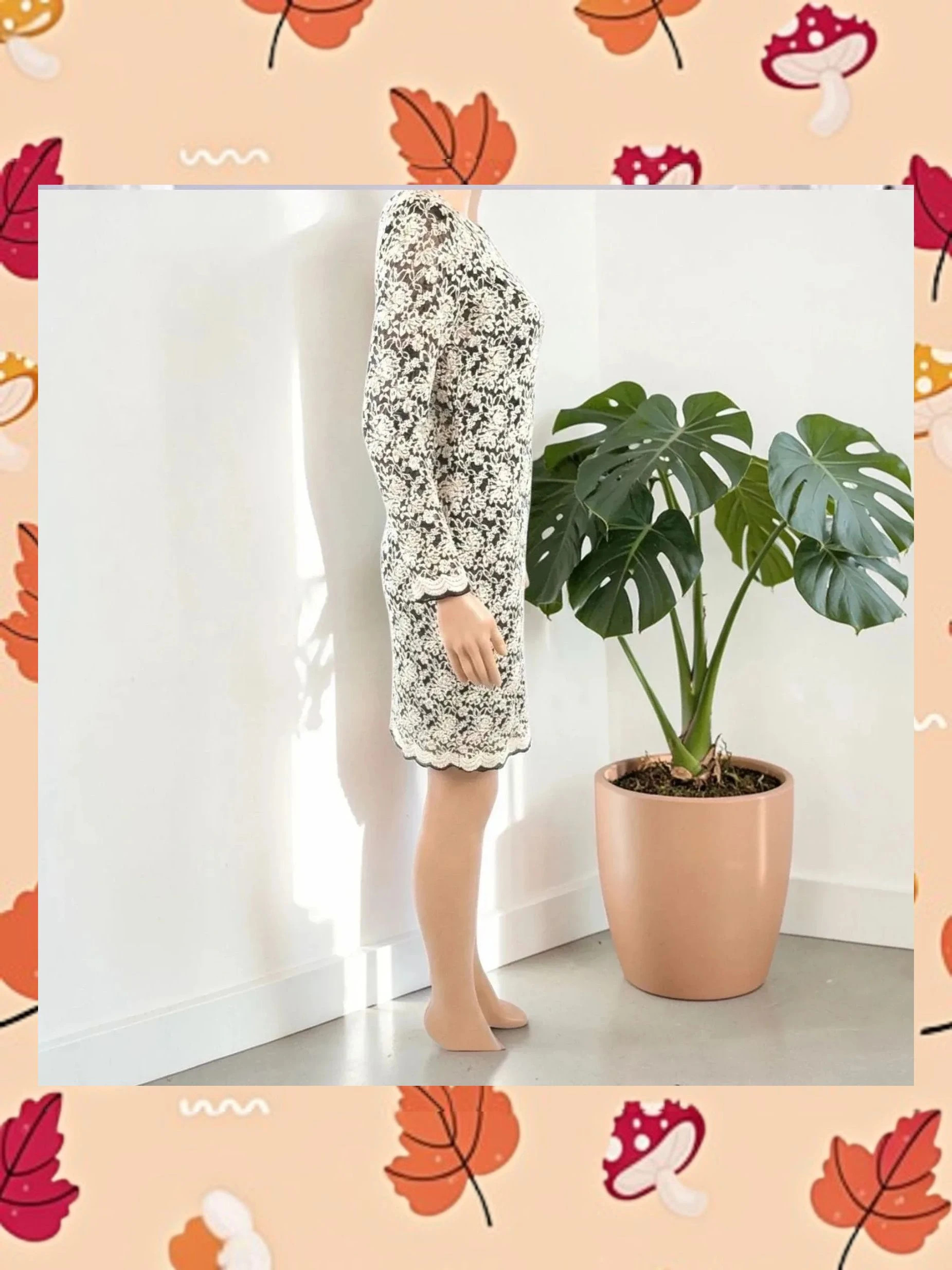 Vestido encaje floral Cortefiel Blanco y Negro Talla M – Cortefiel – taille M / 38 / 10 3