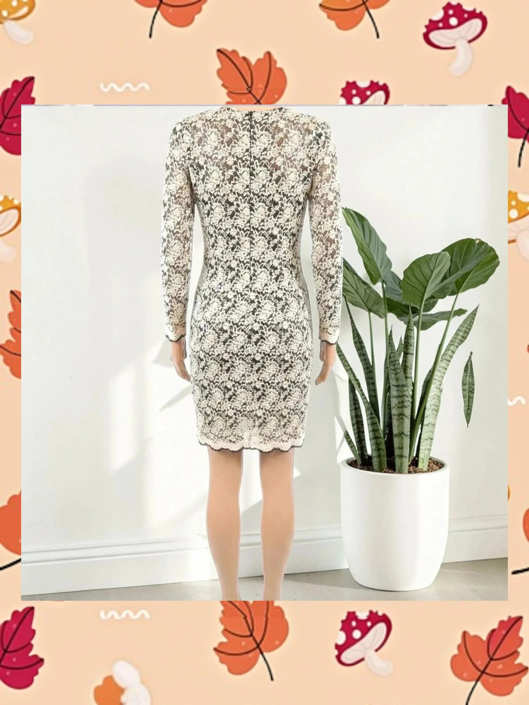 Vestido encaje floral Cortefiel Blanco y Negro Talla M – Cortefiel – taille M / 38 / 10 4