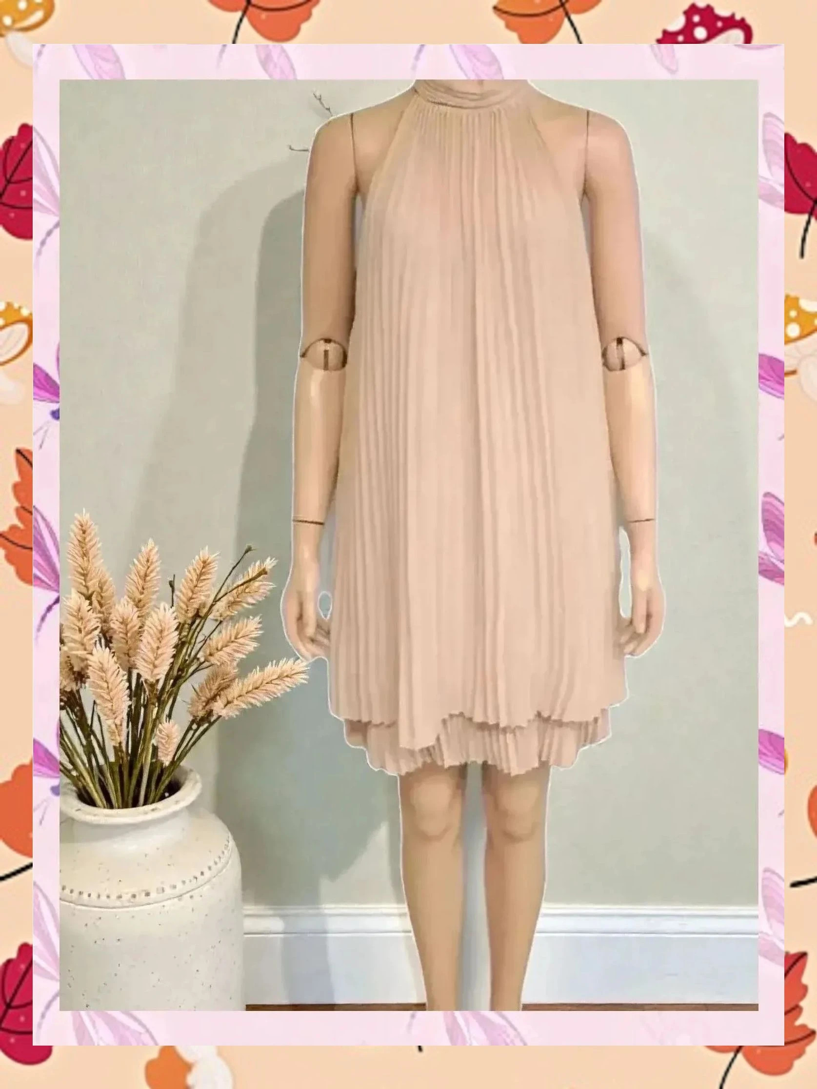 Vestido plisado cuello halter Massimo Dutti | Talla 36