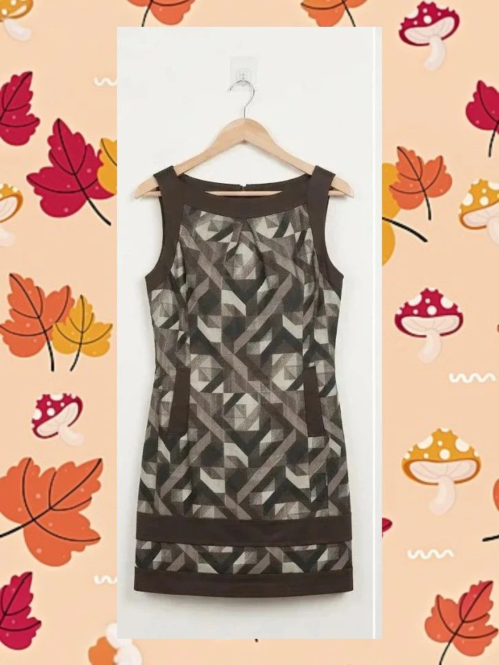 Vestido Geométrico Retro - Talla 46 (Impecable)