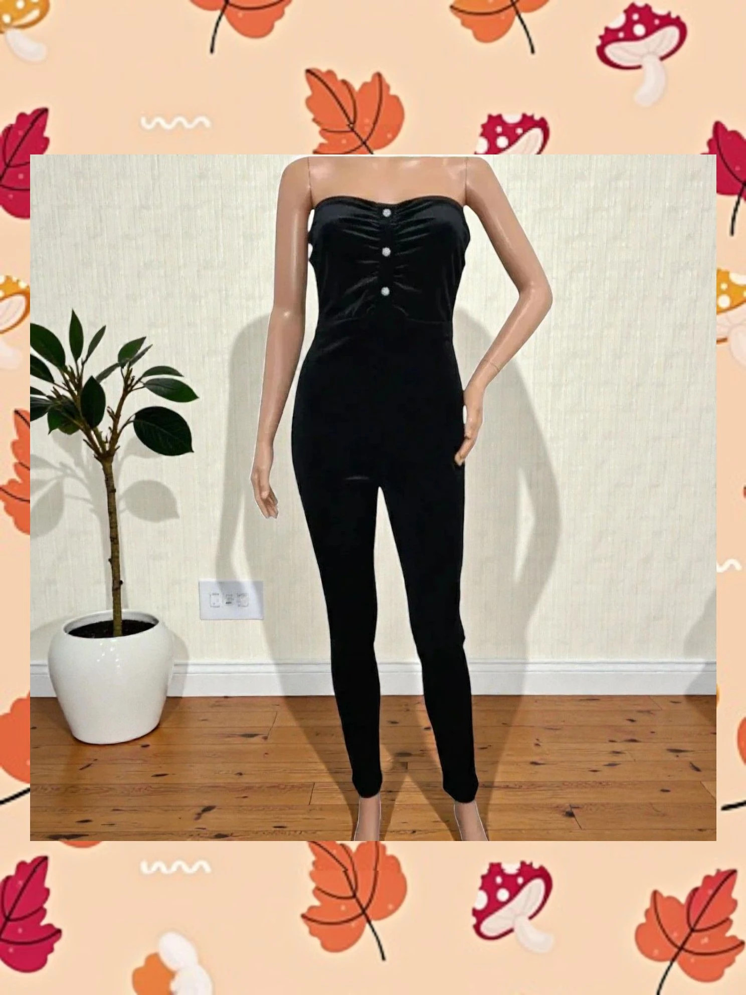 Mono Largo Terciopelo Negro Bershka - Talla M – Bershka – taille M / 38 / 10