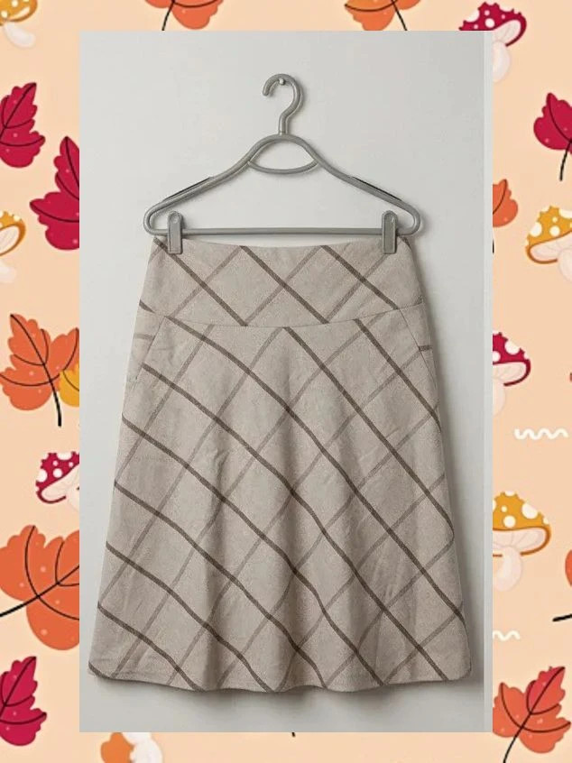 Falda Gerry Weber Cuadros Beige A-Line Talla M 38cm Cintura