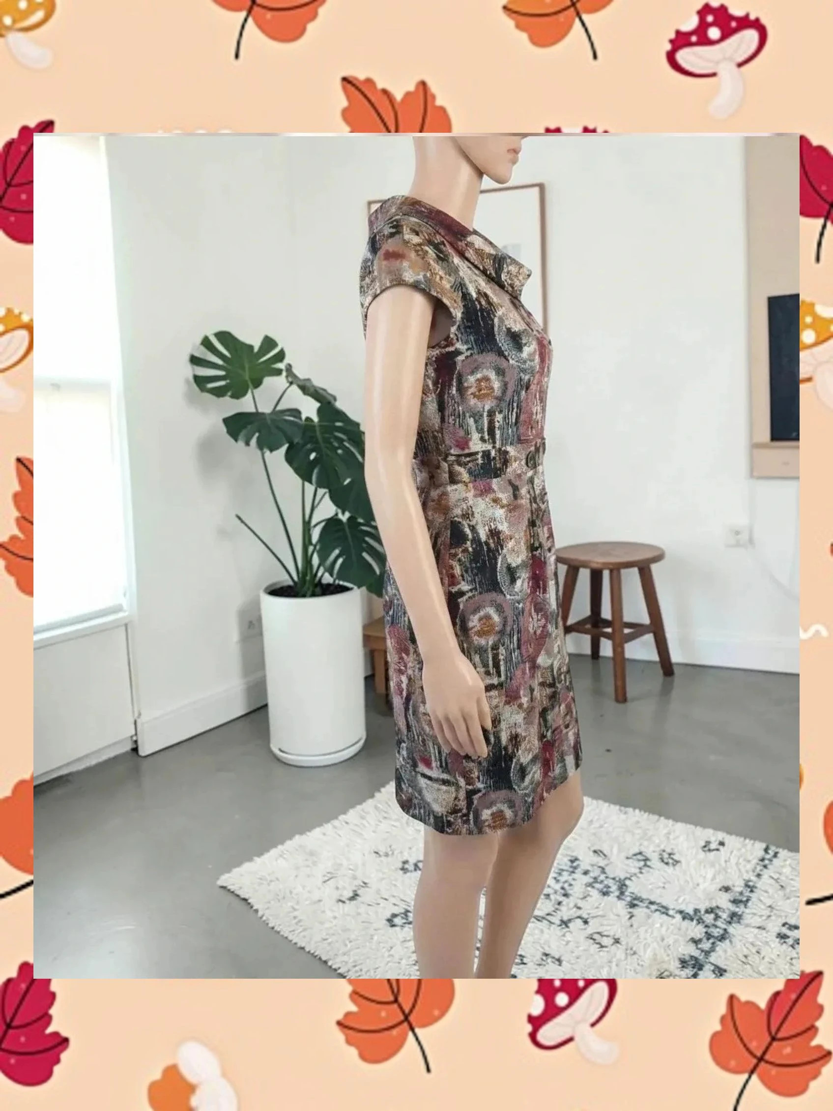 Vestido Padierno Talla 44 - Elegante Estampado Abstracto y Cuello Drapeado – Padiermo – taille XXL / 44 / 16 2