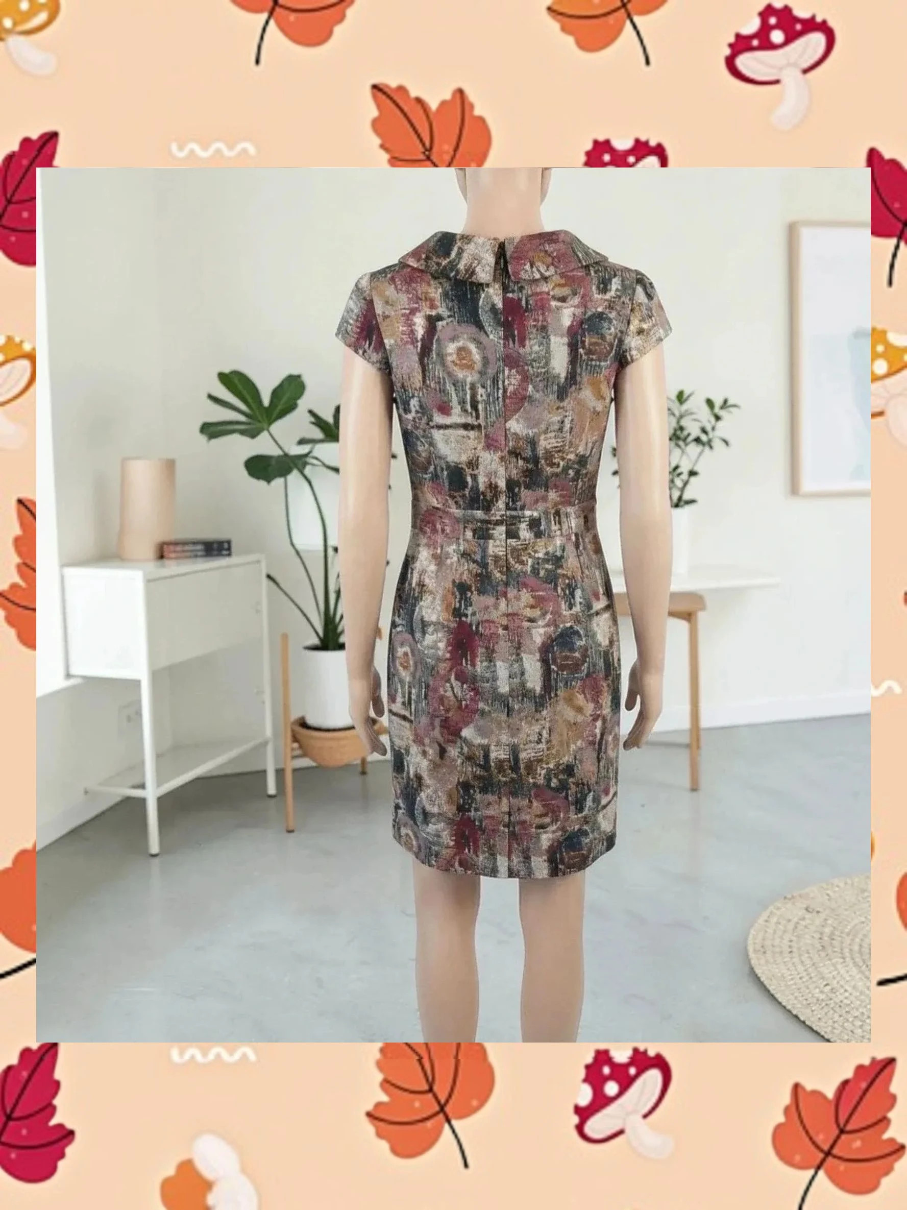 Vestido Padierno Talla 44 - Elegante Estampado Abstracto y Cuello Drapeado – Padiermo – taille XXL / 44 / 16 3