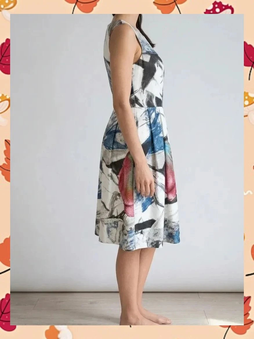 👗 Vestido Adolfo Domínguez Estampado Artístico - Talla 40 – Adolfo Dominguez – taille L / 40 / 12 3