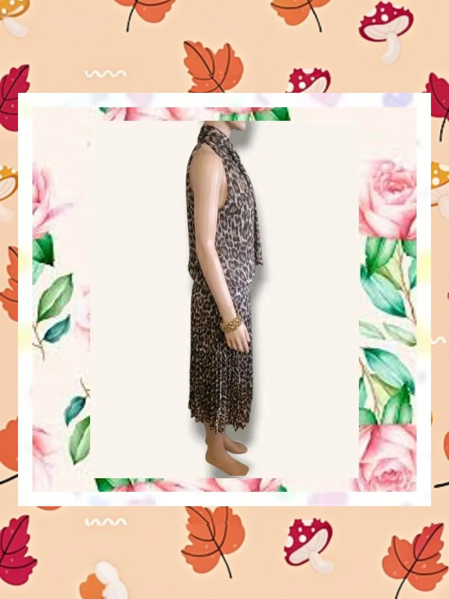 Espectacular Vestido Plisado Animal Print – Blanco – taille S / 36 / 8 2