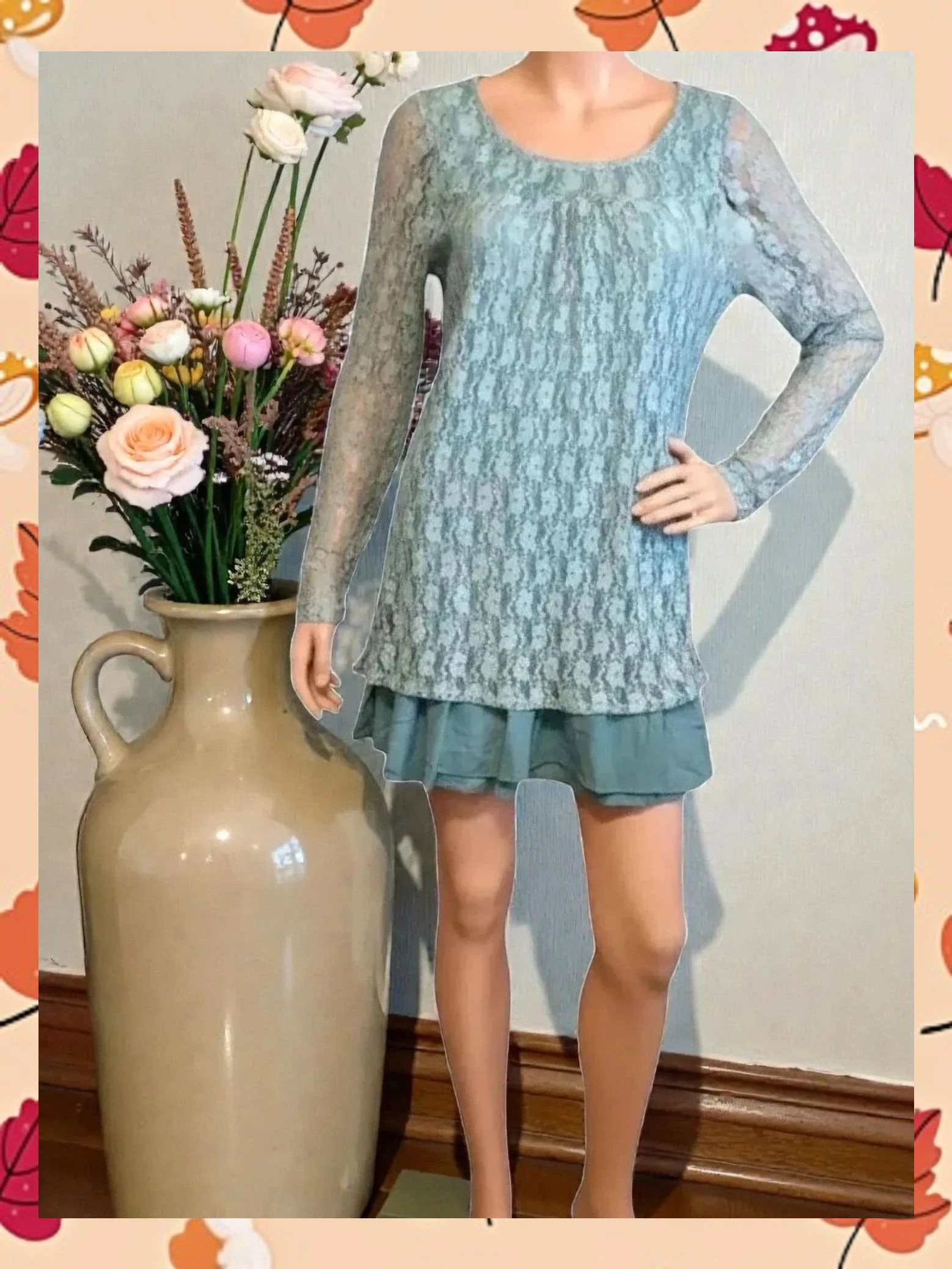 Vestido/Túnica Romántica khujo - Talla M - Encaje Floral 🌸