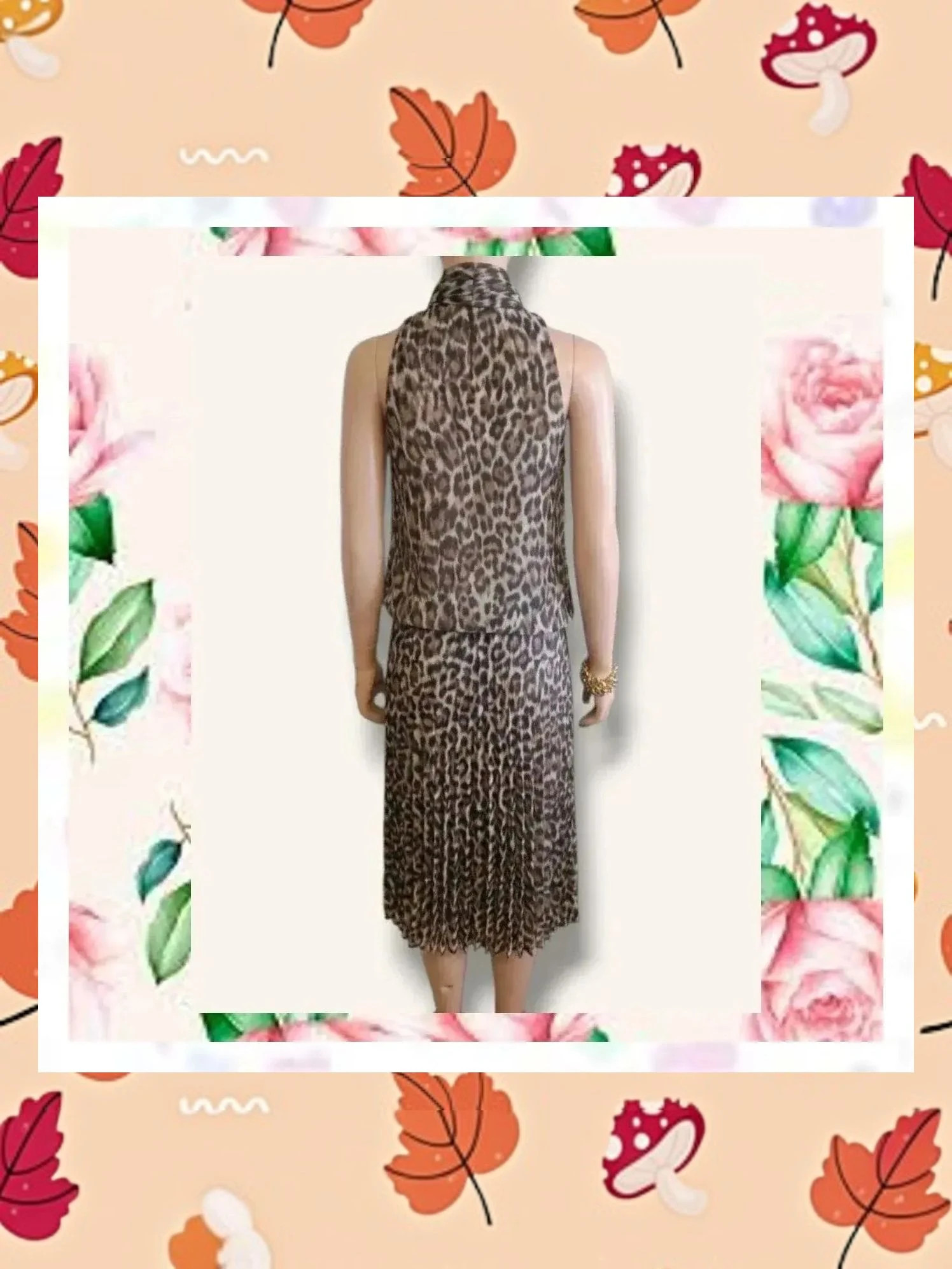 Espectacular Vestido Plisado Animal Print – Blanco – taille S / 36 / 8 3