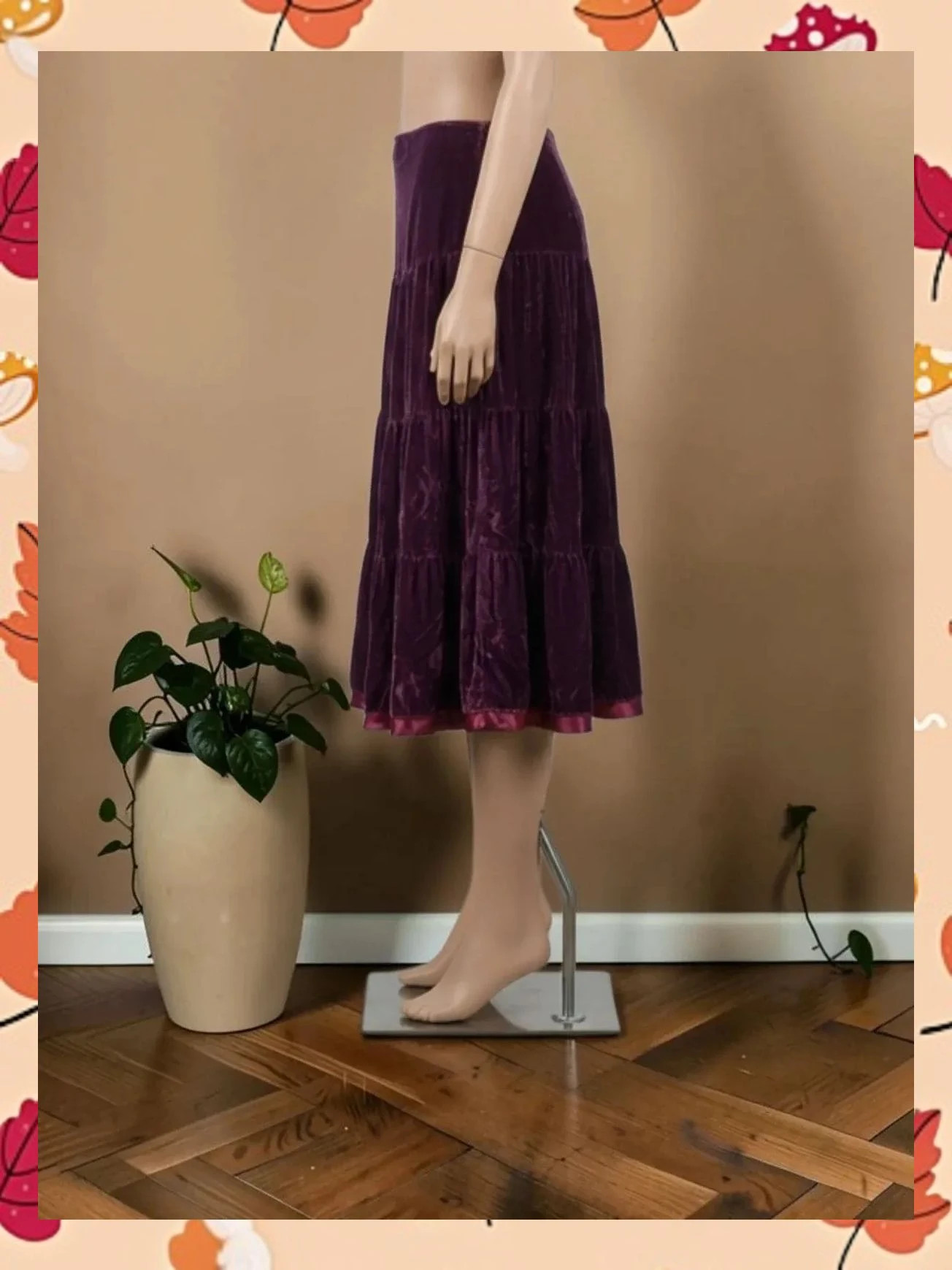 Falda midi de terciopelo y seda Cortefiel - Talla 46 – Cortefiel – taille XXXL / 46 / 18 3