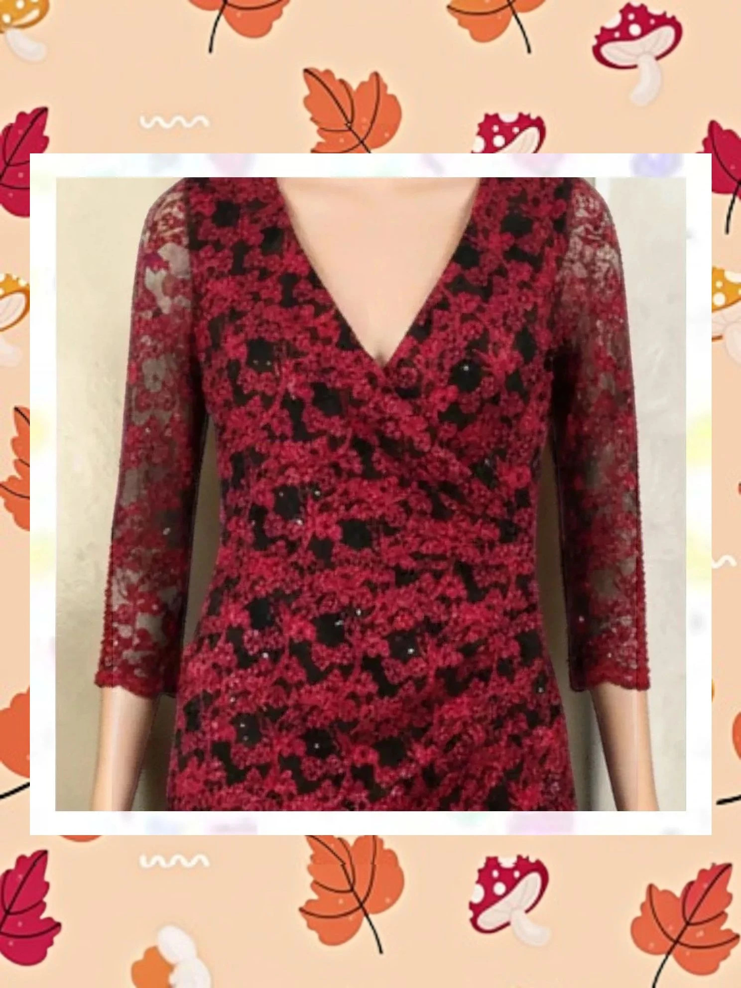 Vestido Fiesta Encaje Burdeos Gina Bacconi - Talla M – Gina Bacconi – taille M / 38 / 10 2