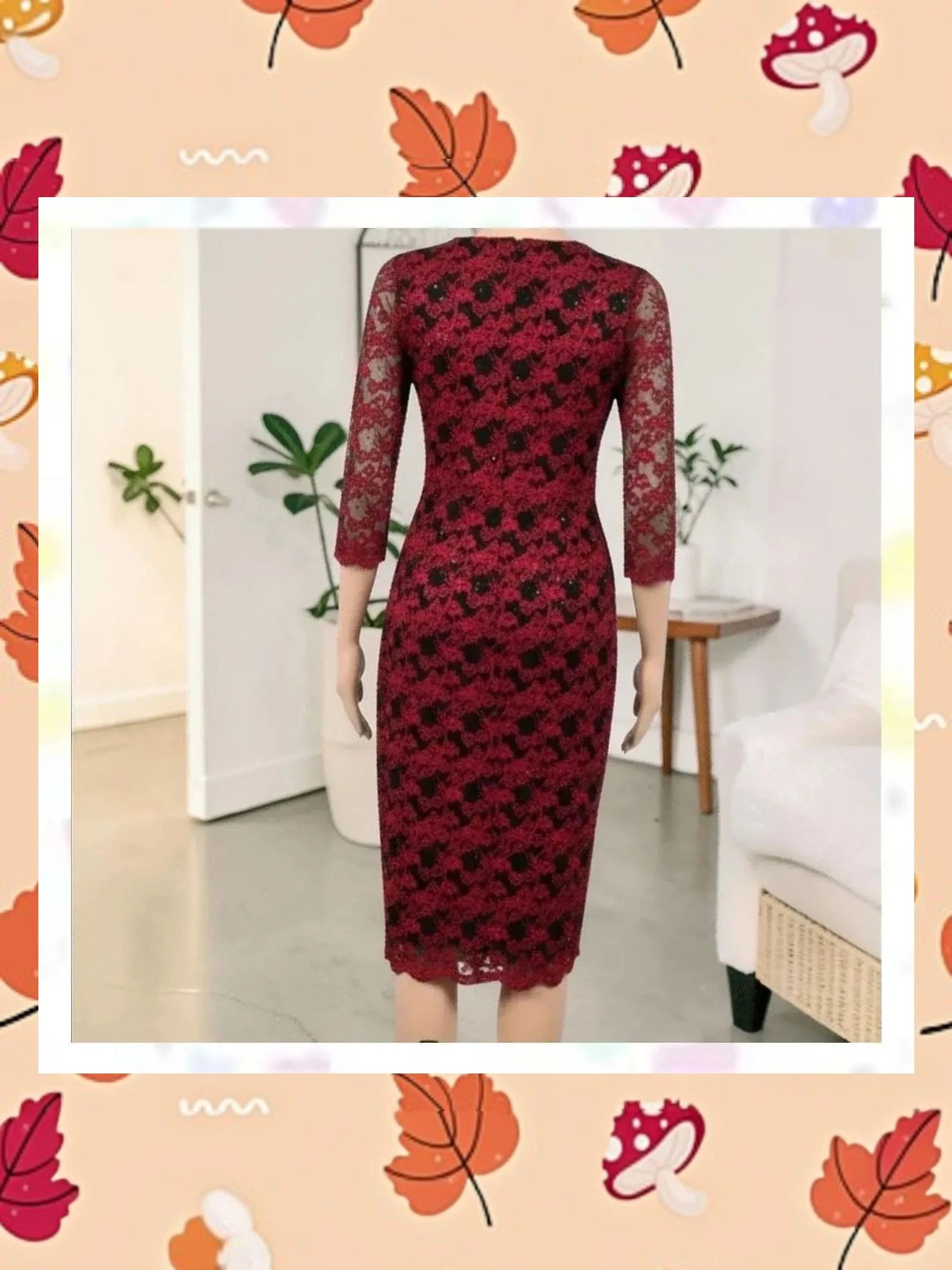 Vestido Fiesta Encaje Burdeos Gina Bacconi - Talla M – Gina Bacconi – taille M / 38 / 10 3