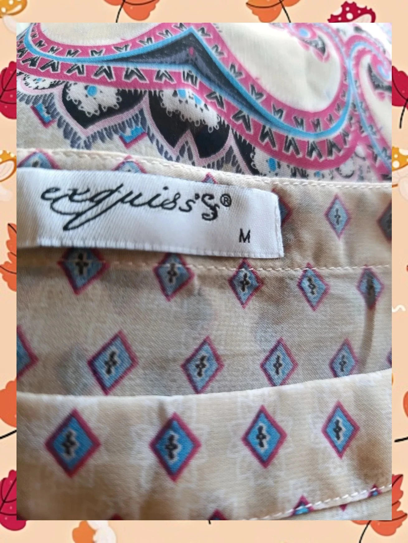 Blusa elegante estampada estilo bohemio / étnico Talla M – Exquiss's – taille M / 38 / 10 3