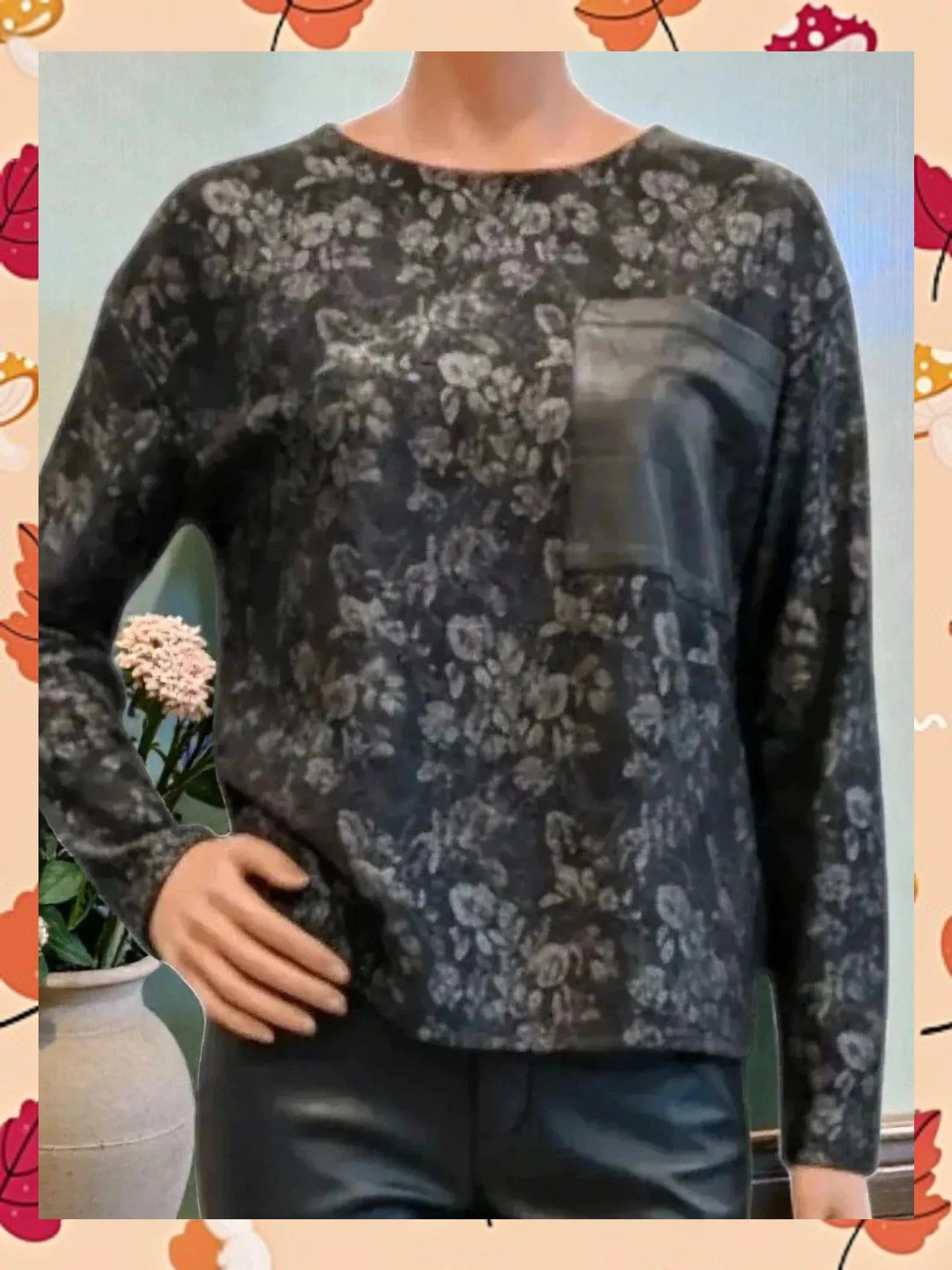 Camiseta Floral Dark 🥀 con Bolsillo Efecto Cuero - Bonaventure – Bonaventure – taille S / 36 / 8