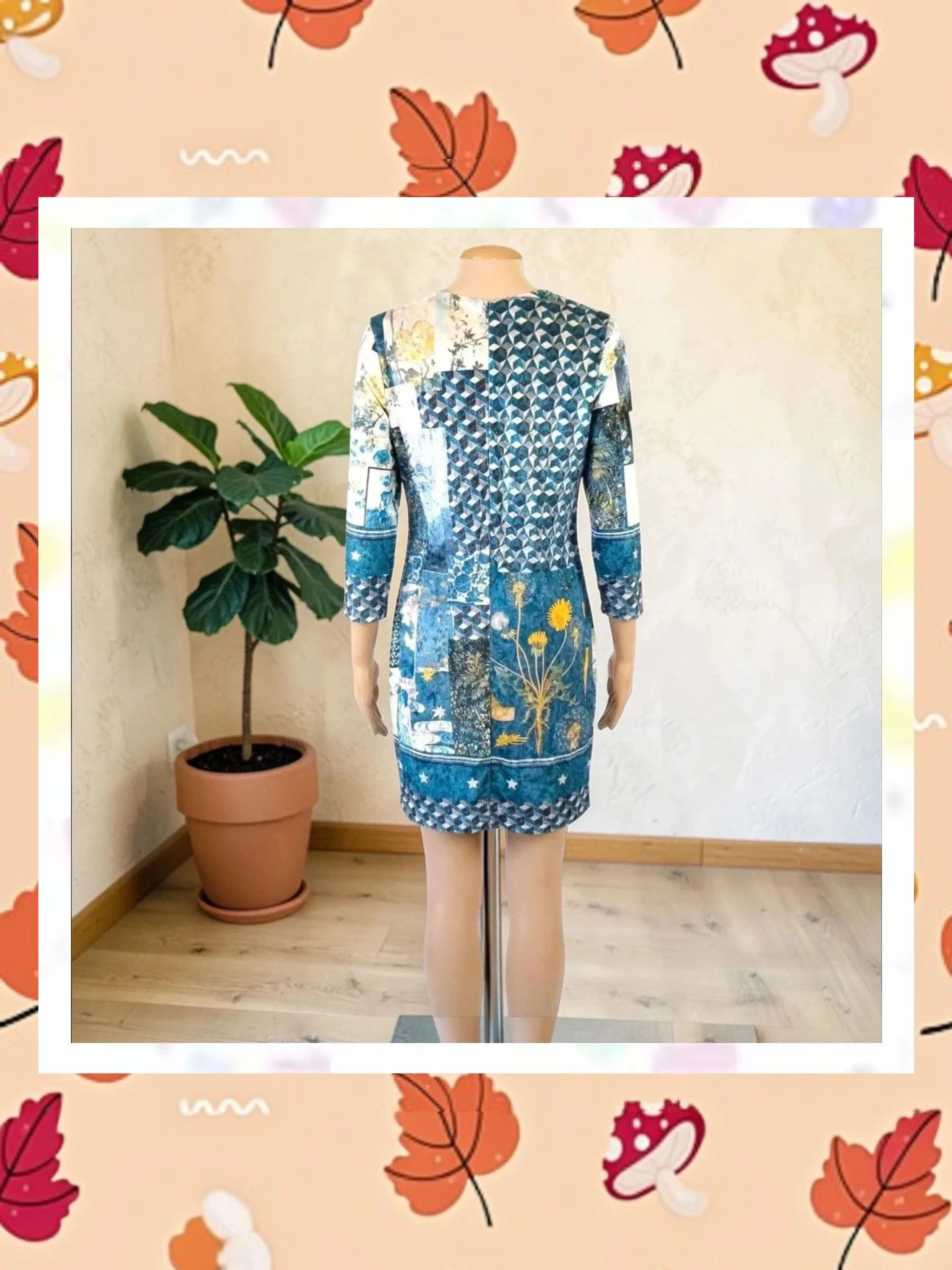 Vestido Vilagallo Talla M - Estampado Patchwork Aterciopelado Azul 💙 – Vilagallo – taille M / 38 / 10 2