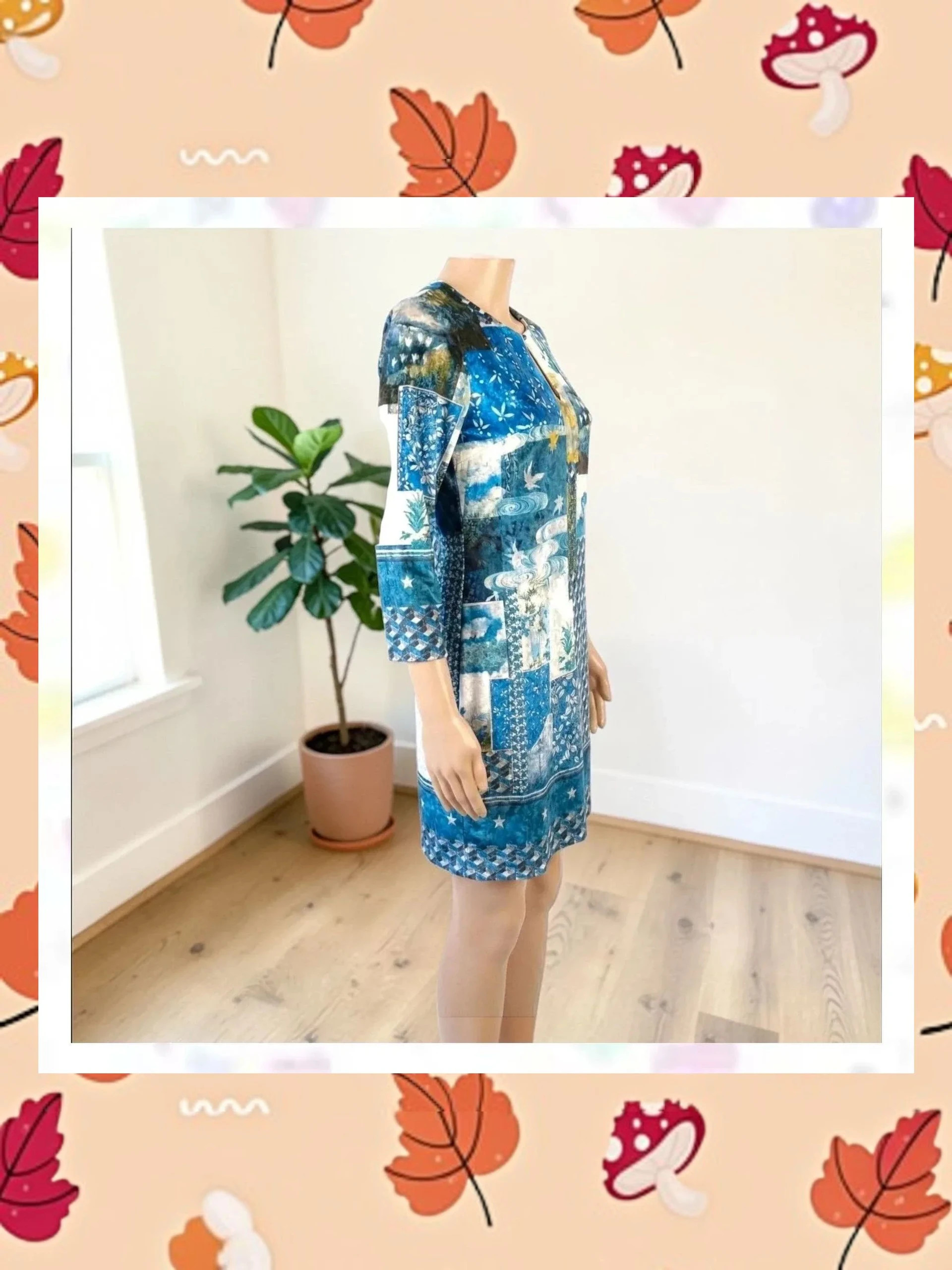 Vestido Vilagallo Talla M - Estampado Patchwork Aterciopelado Azul 💙 – Vilagallo – taille M / 38 / 10 3