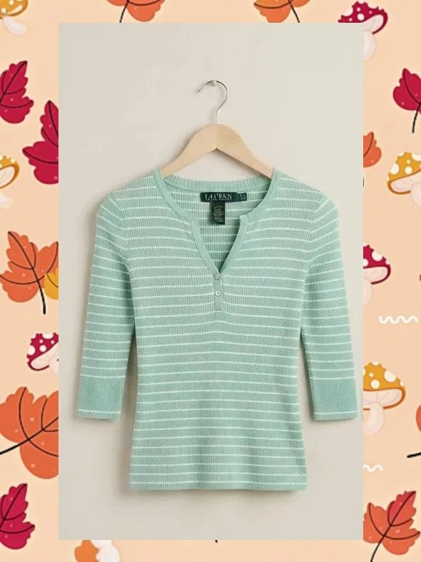 Camiseta Lauren Ralph Lauren rayas verde mint y blanco – Ralph Lauren – taille S / 36 / 8