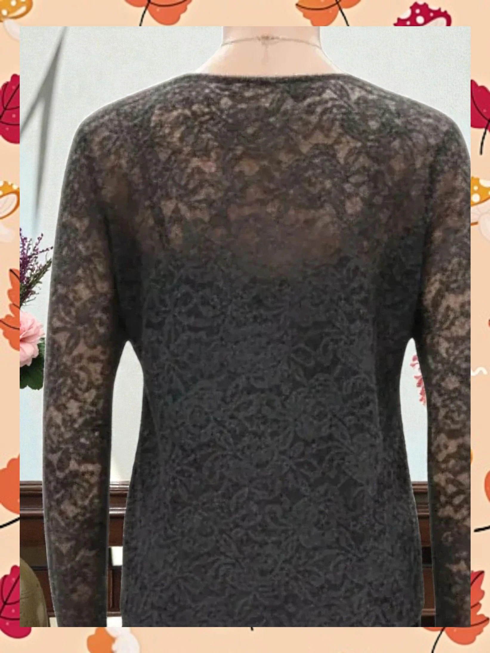 Blusa de Encaje Floral Gris Antracita - VILA - Talla S – Vila – taille S / 36 / 8 3
