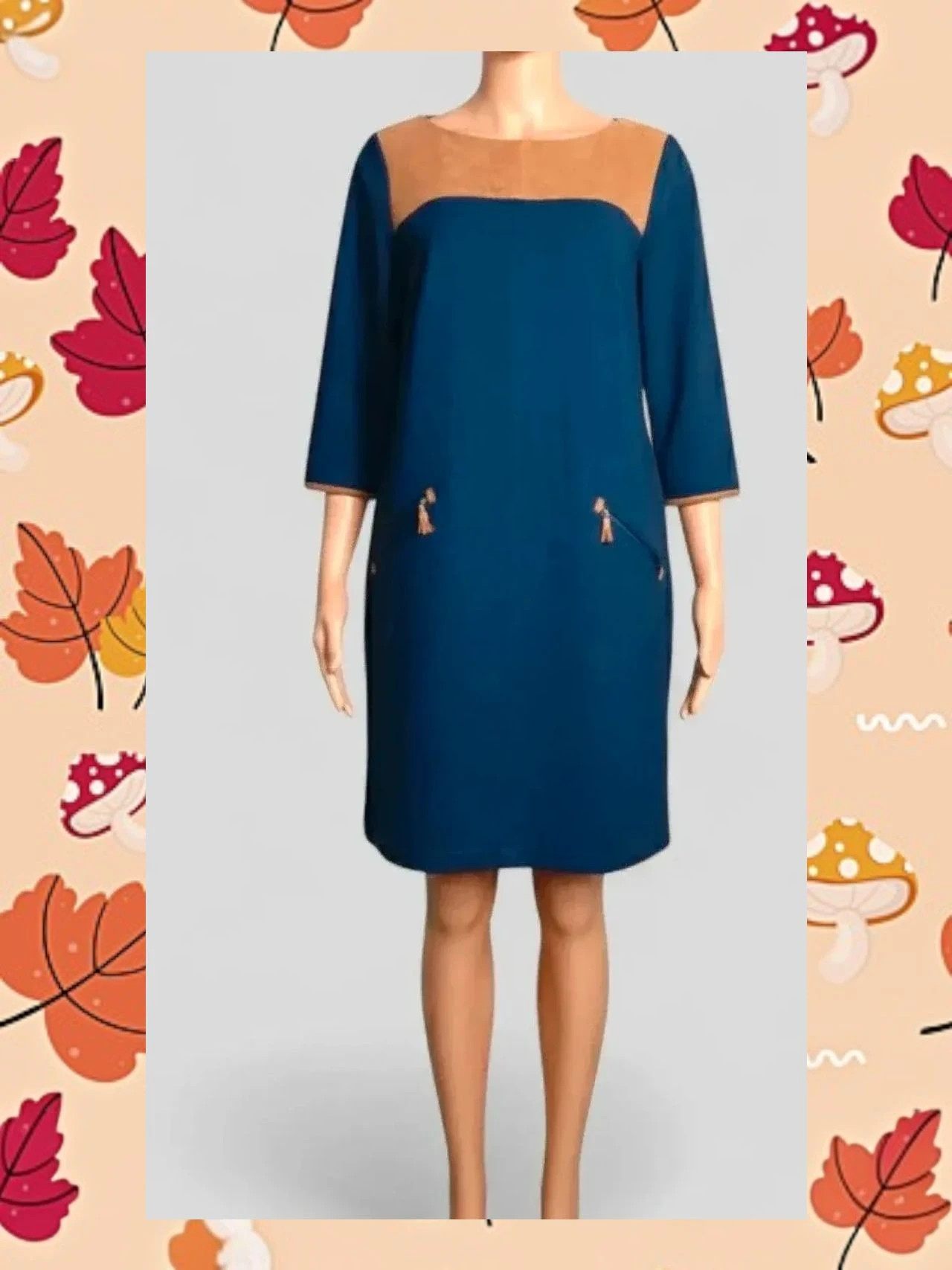Vestido Lloyd's S Azul Marino & Camel Retro A-Line