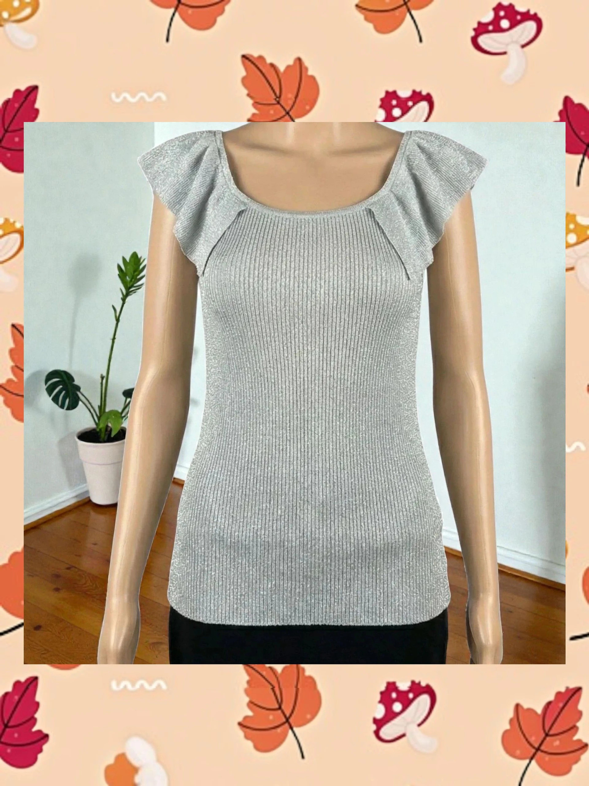 Top Molly Bracken Plateado Brillos Talla L Nuevo