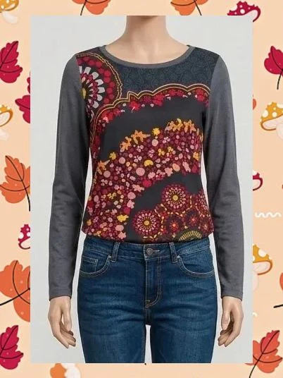 Camiseta Surkana Mandala & Flores M/L (Talla L)