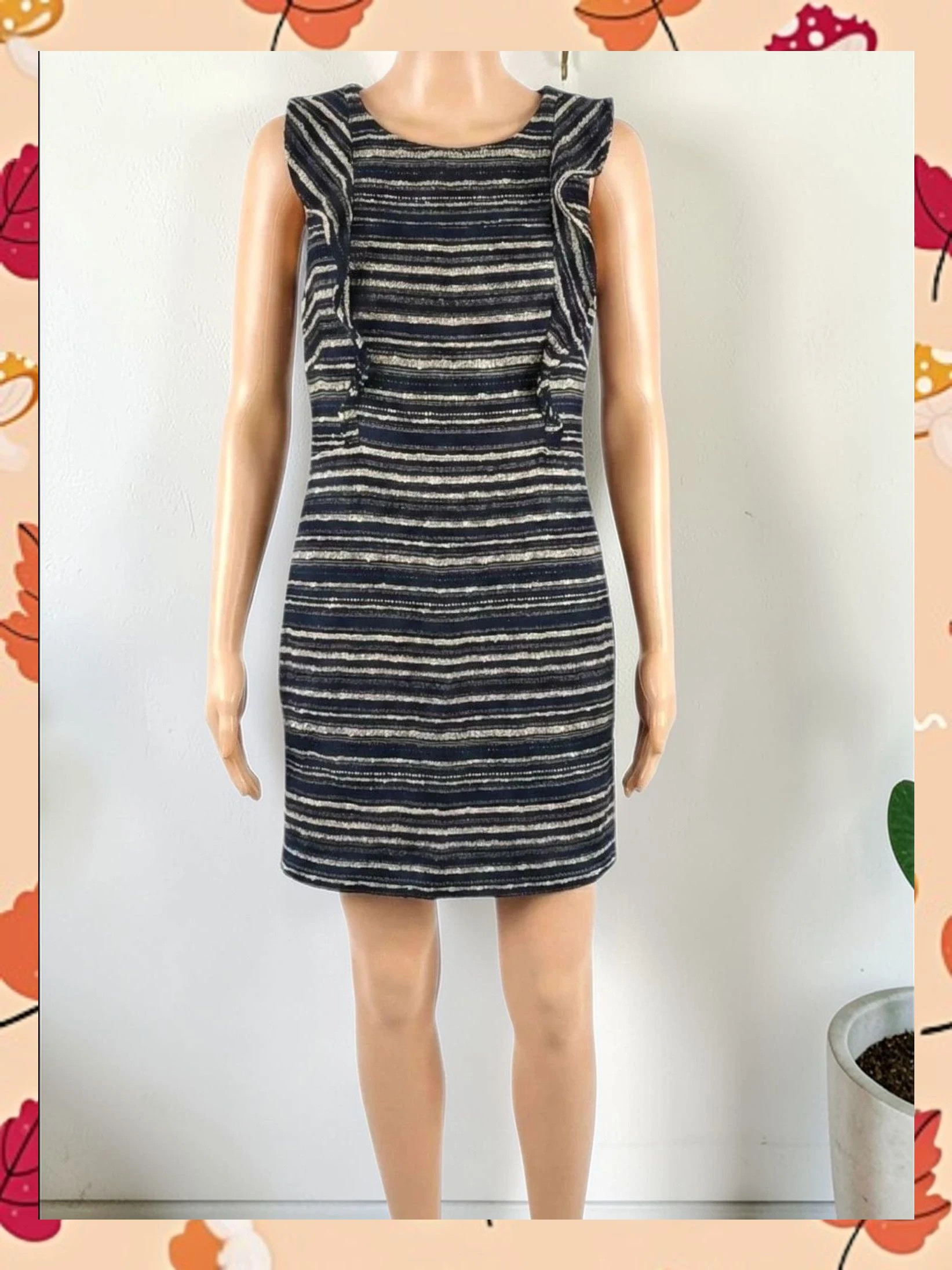 Vestido Springfield Tweed Rayas Volantes Talla 38/M – Springfield – taille M / 38 / 10