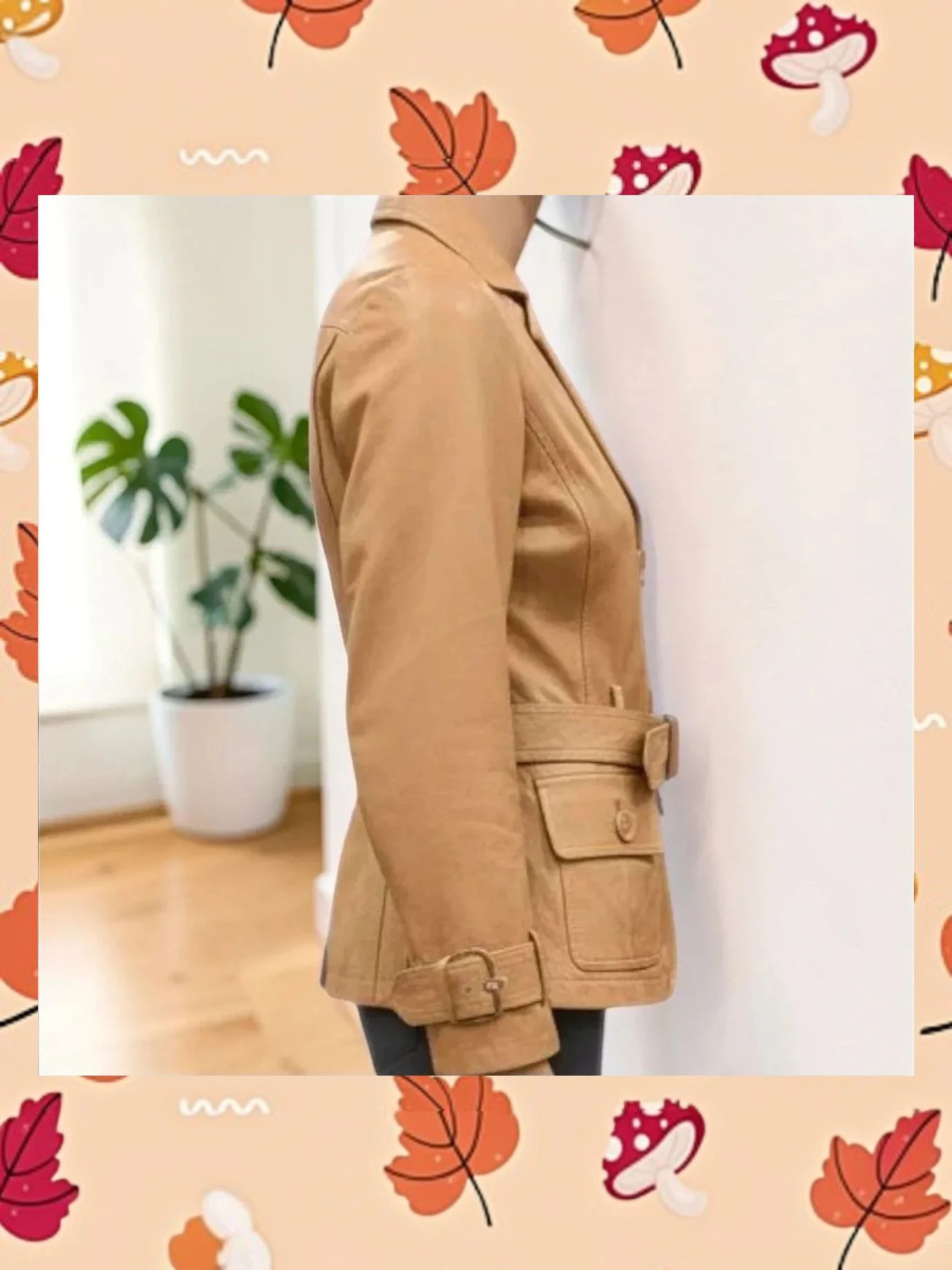 Chaqueta de Piel/Cuero Genuino Color Camel (Talla XS) Elegante BIKBOK – Bik Bok – taille XS / 34 / 6 2