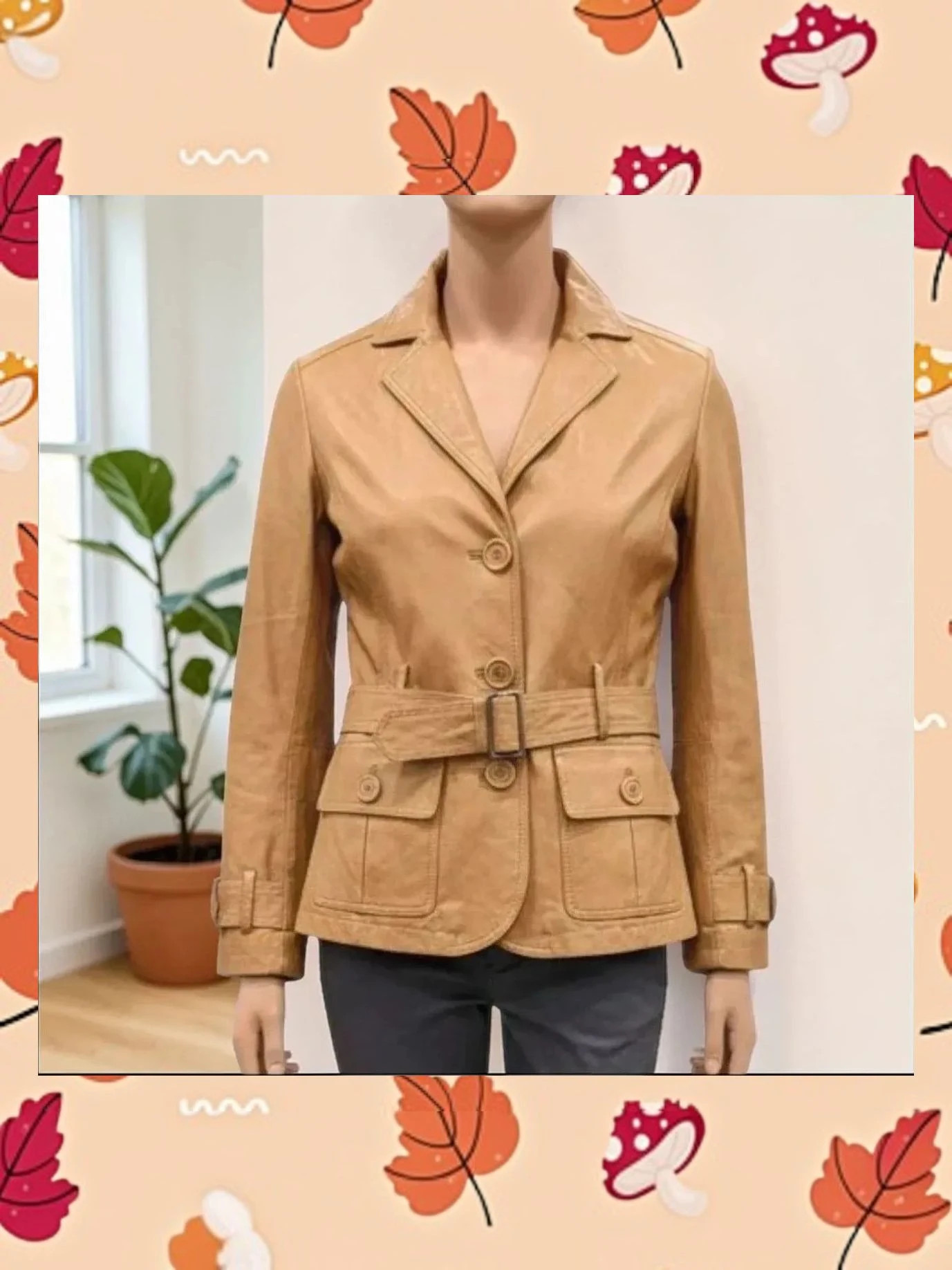 Chaqueta de Piel/Cuero Genuino Color Camel (Talla XS) Elegante BIKBOK – Bik Bok – taille XS / 34 / 6