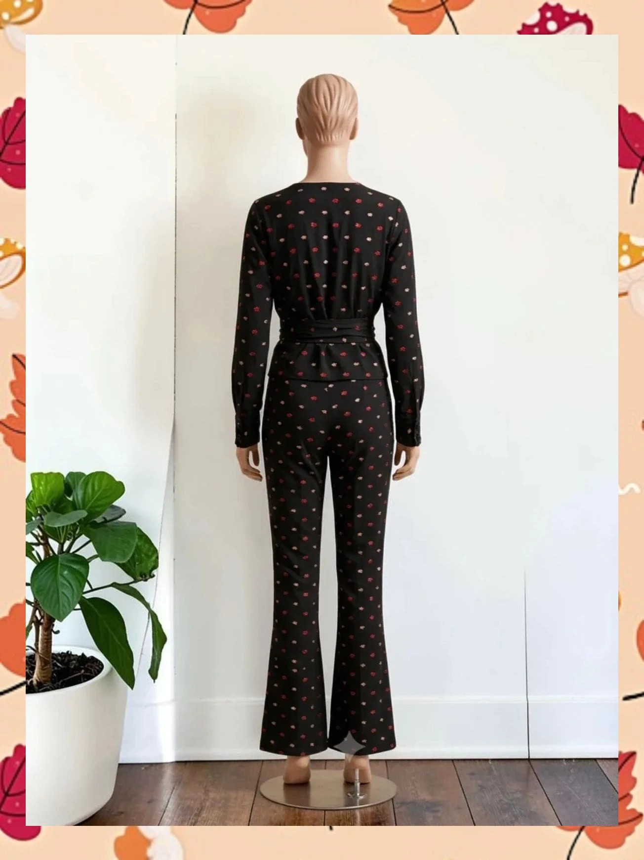 Conjunto Exclusivo 2 Piezas Hecho a Mano Blusa Cruzada + Pantalón Flare – taille S / 36 / 8 2