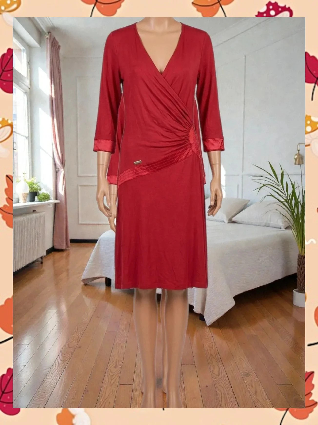 Vestido midi cruzado Jota Mas Ge rojo pasión T. 40 - Excelente estado