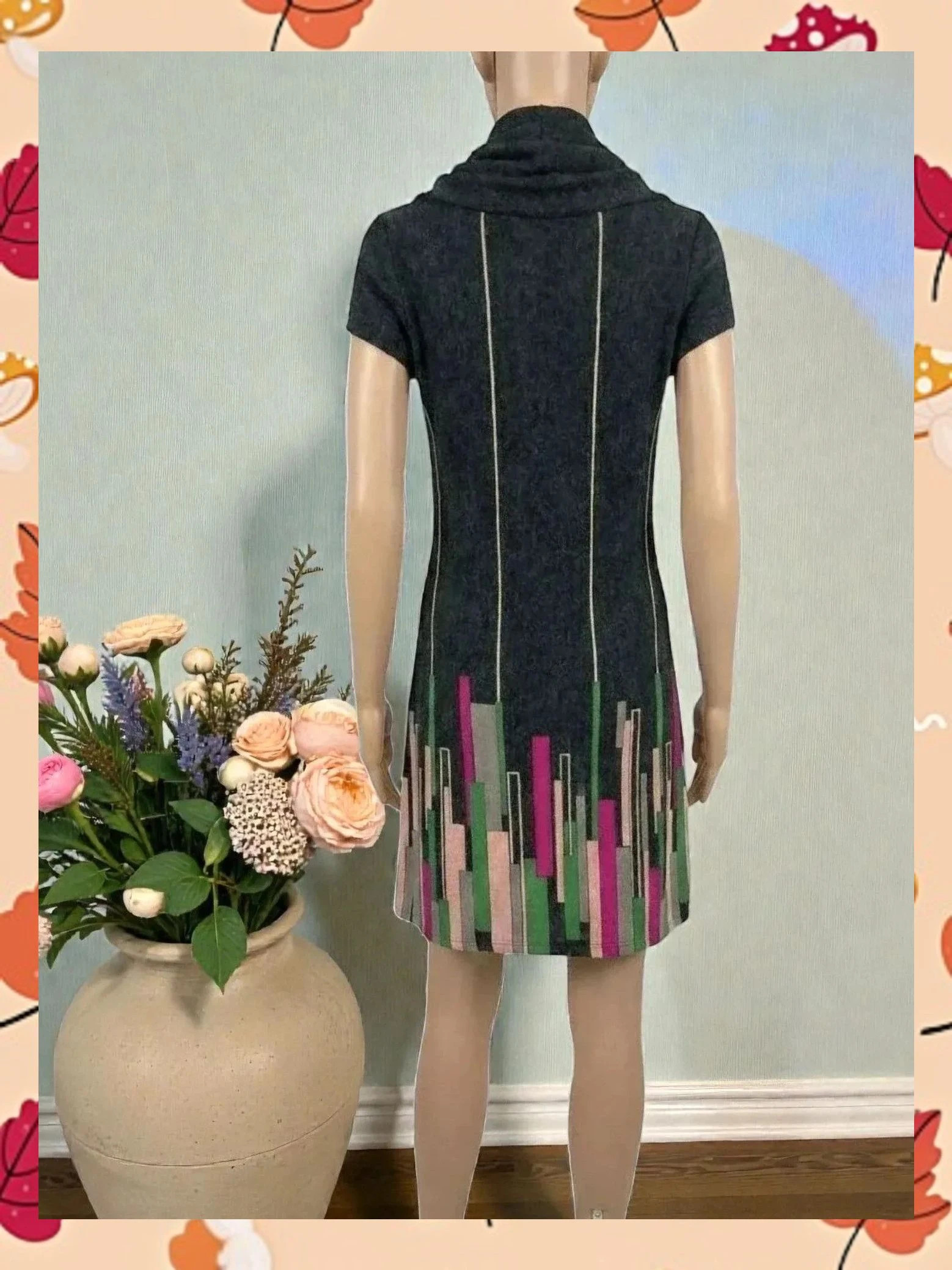 Vestido Lavand Gris Cuello Desbocado - Talla S - Geométrico – Lavand – taille S / 36 / 8 3