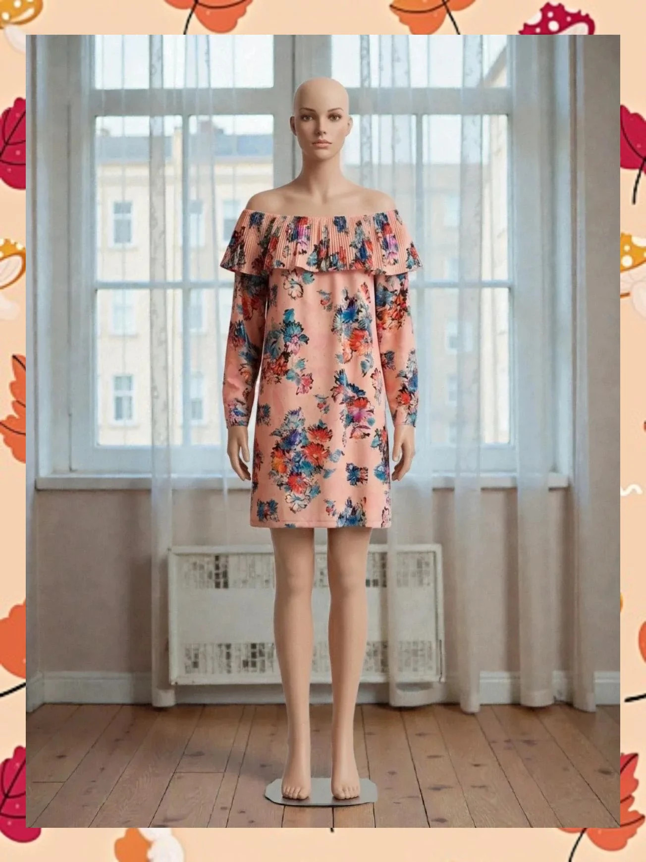 Exclusivo Vestido Uterqüe Floral Off-the-Shoulder - Talla S/36