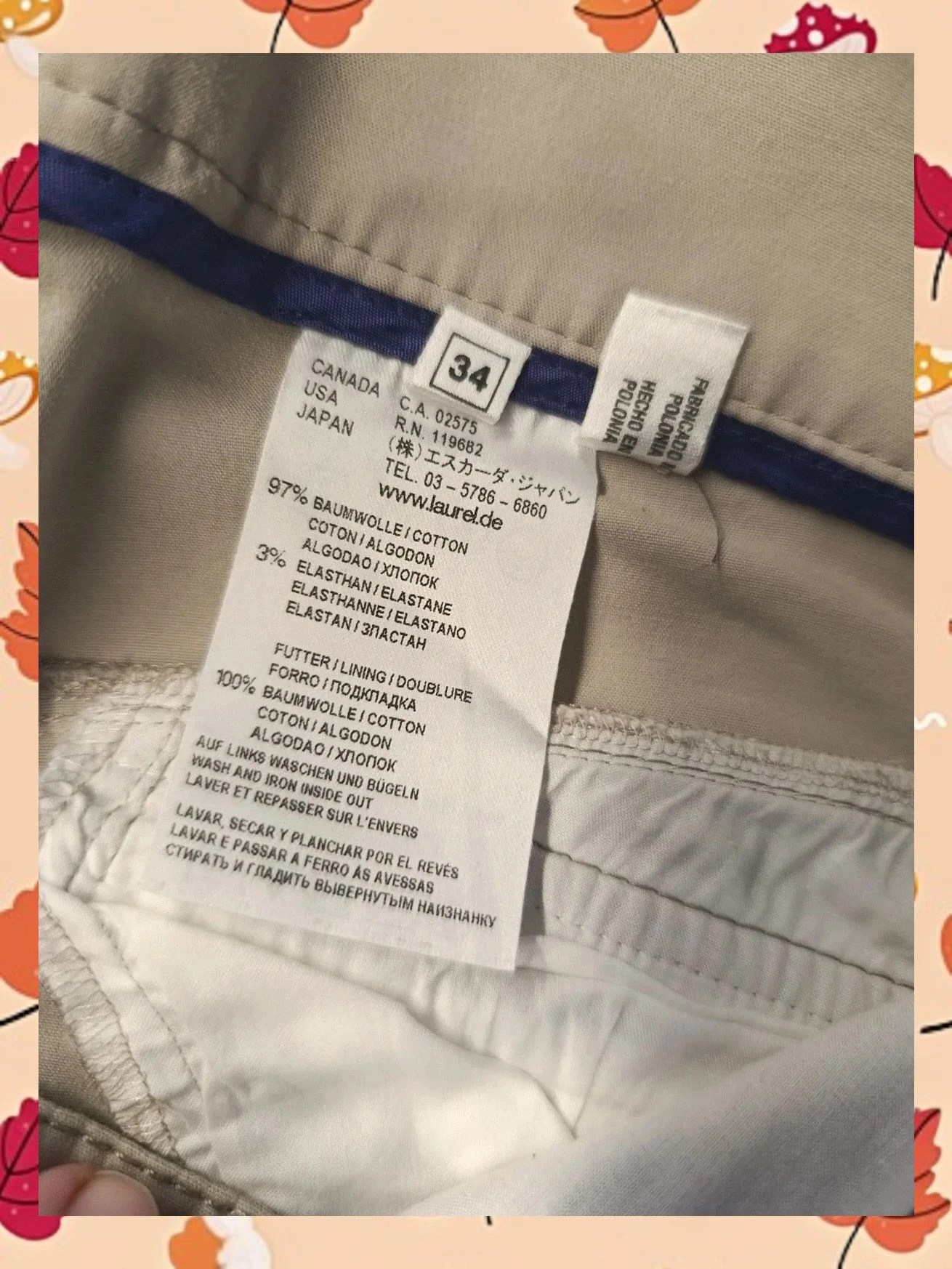 Pantalón chino de diseño Laurèl - Talla 34 - Calidad Premium – Laurèl – taille XS / 34 / 6 4